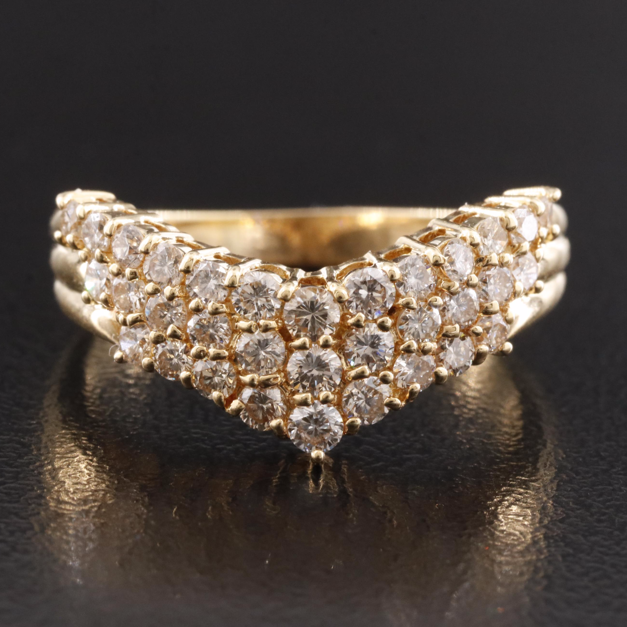 18K 1.10 CTW Diamond Chevron Ring