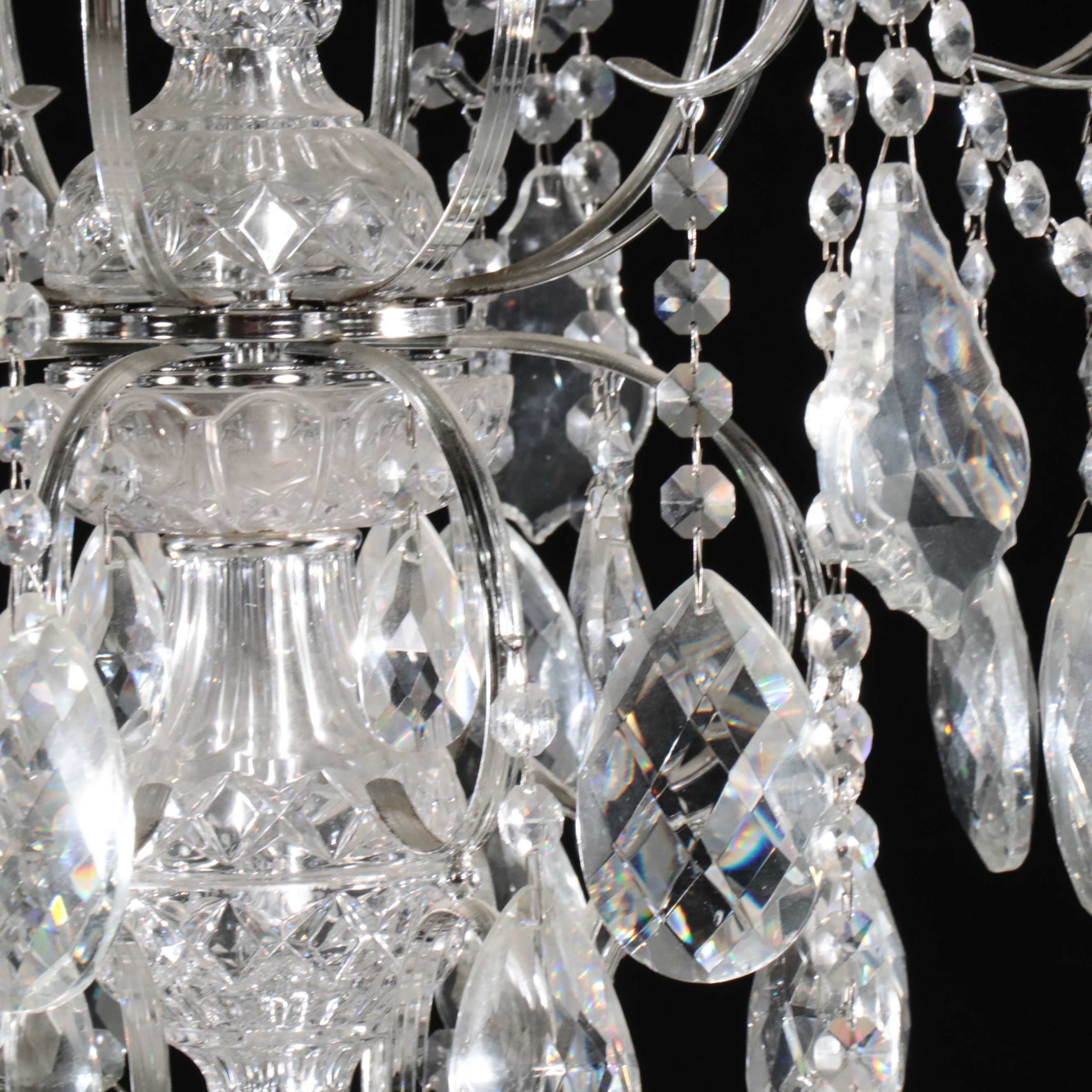 French Style Crystal and Glass Double Tier 22-Light Chandelier