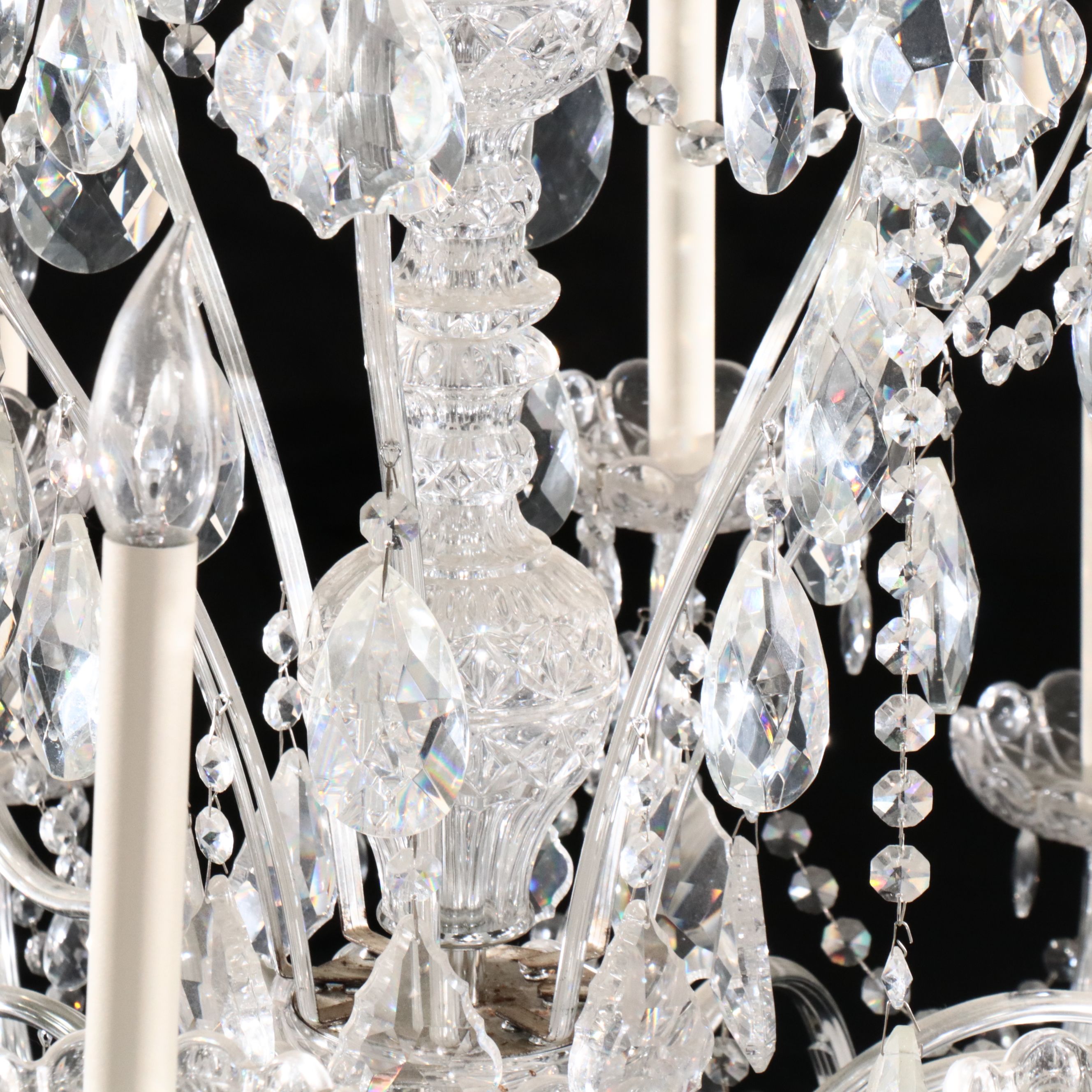 French Style Crystal and Glass Double Tier 22-Light Chandelier