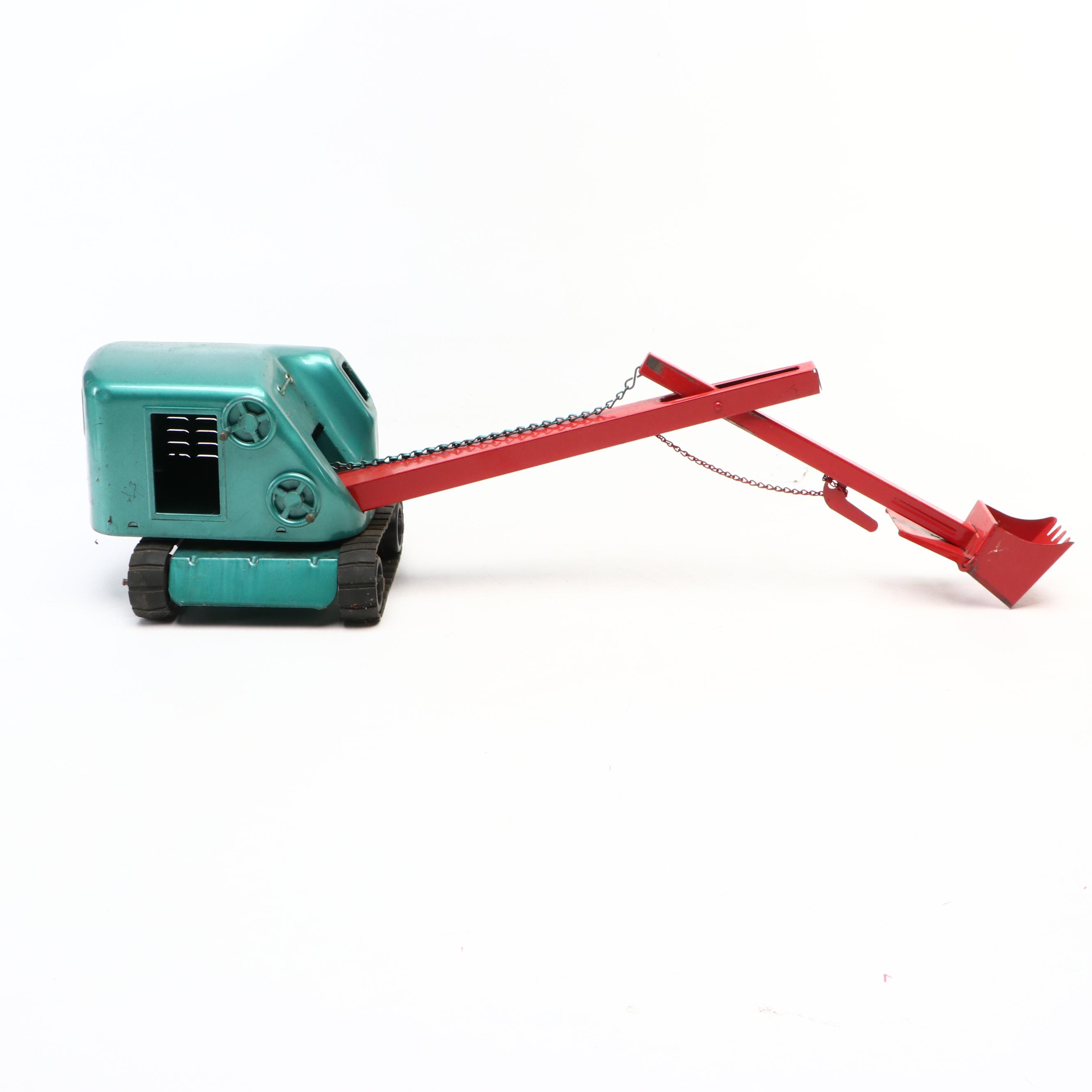 Structo Pressed Steel Toy Crane, Mid-20th Century