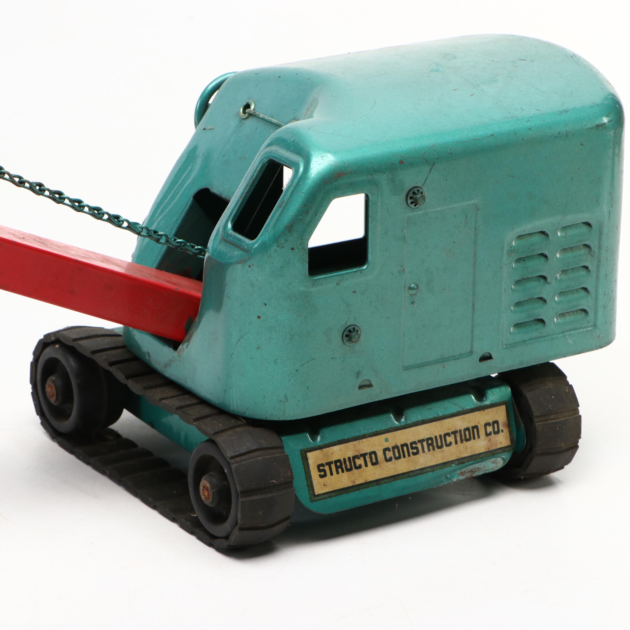 Structo Pressed Steel Toy Crane, Mid-20th Century