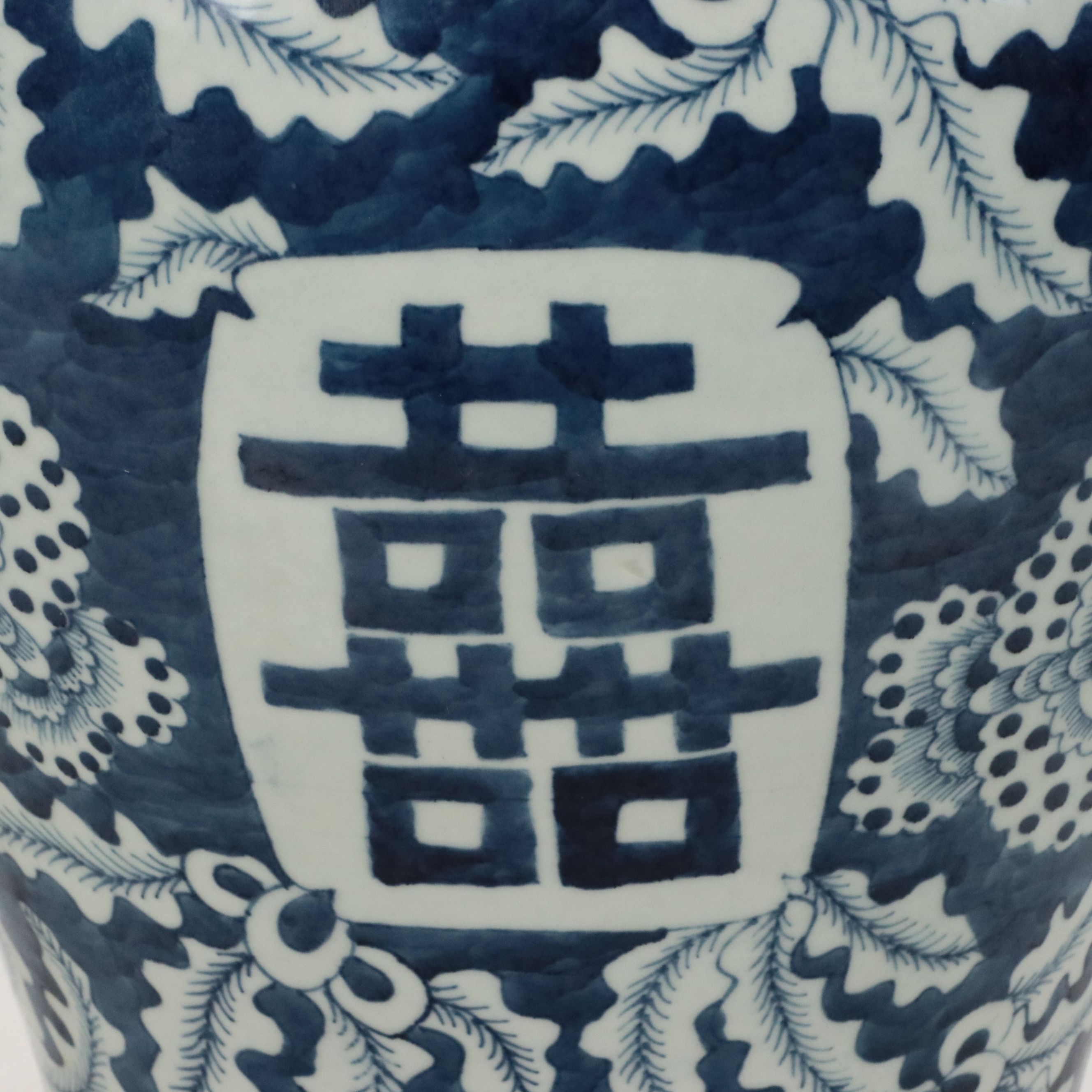 Chinese Porcelain Blue and White Ginger Jar Table Lamp with Silk Pleat Shades