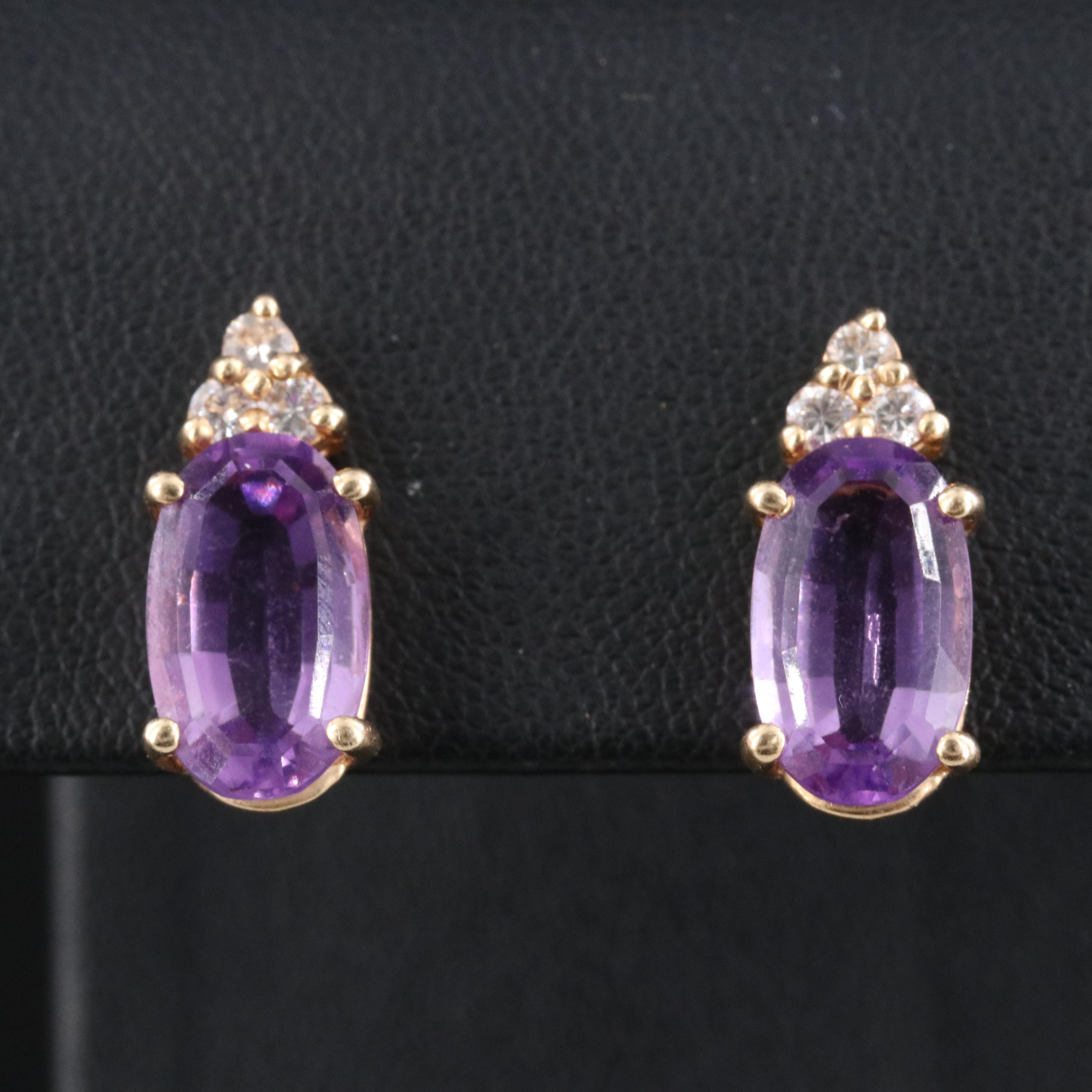 14K Amethyst and Diamond Earrings