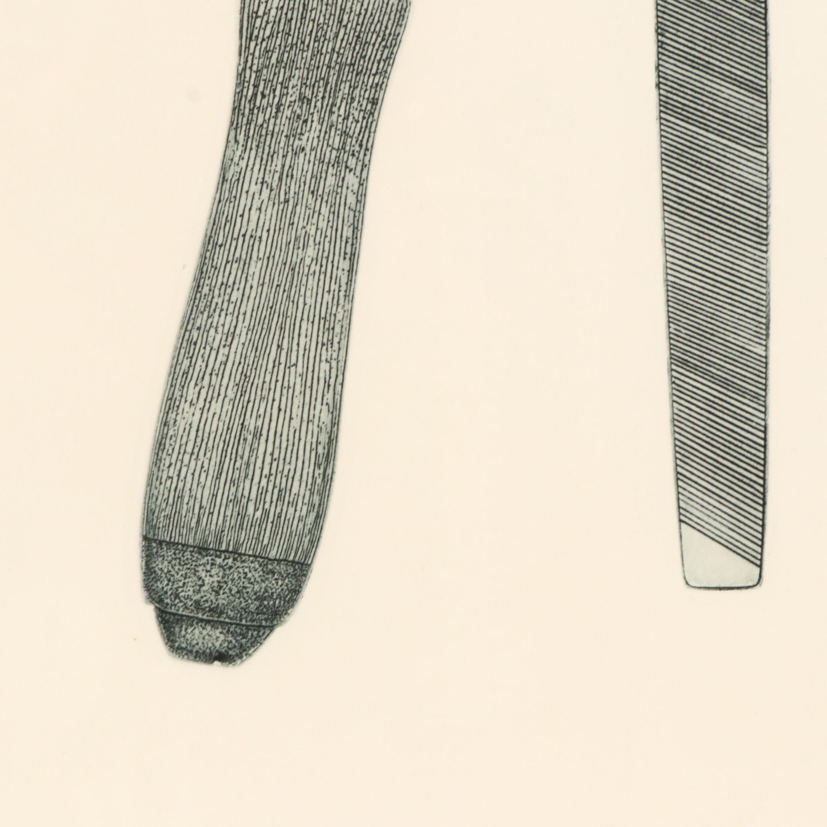 Gerald Lubeck Embossed Drypoint Etching "Handyman," 1979