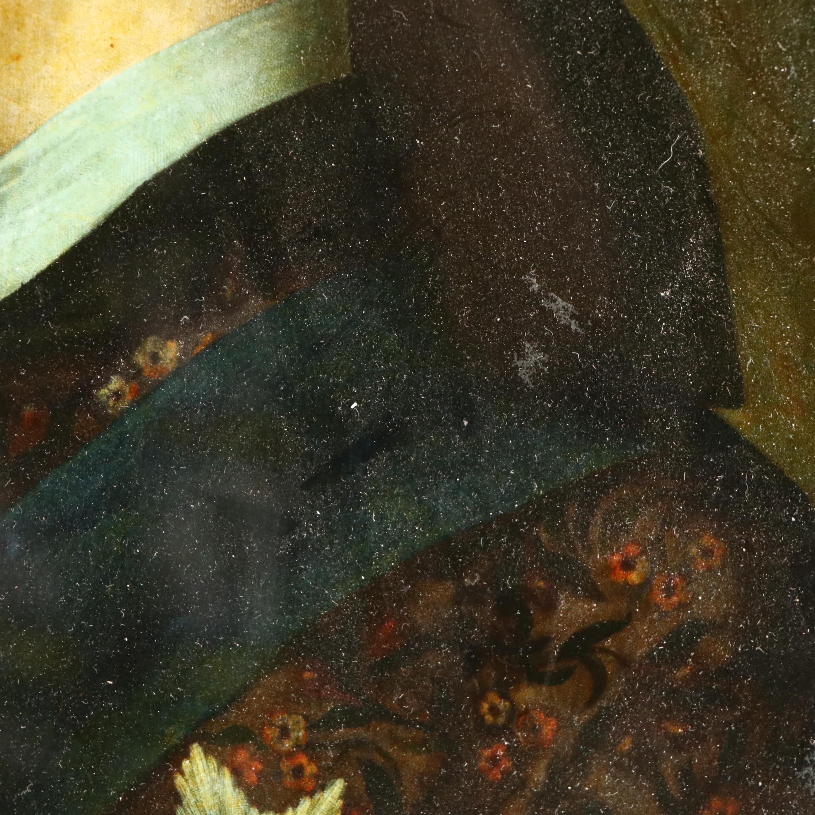 Portrait of King George III Reverse-Glass Hand-Colored Mezzotint, 1761