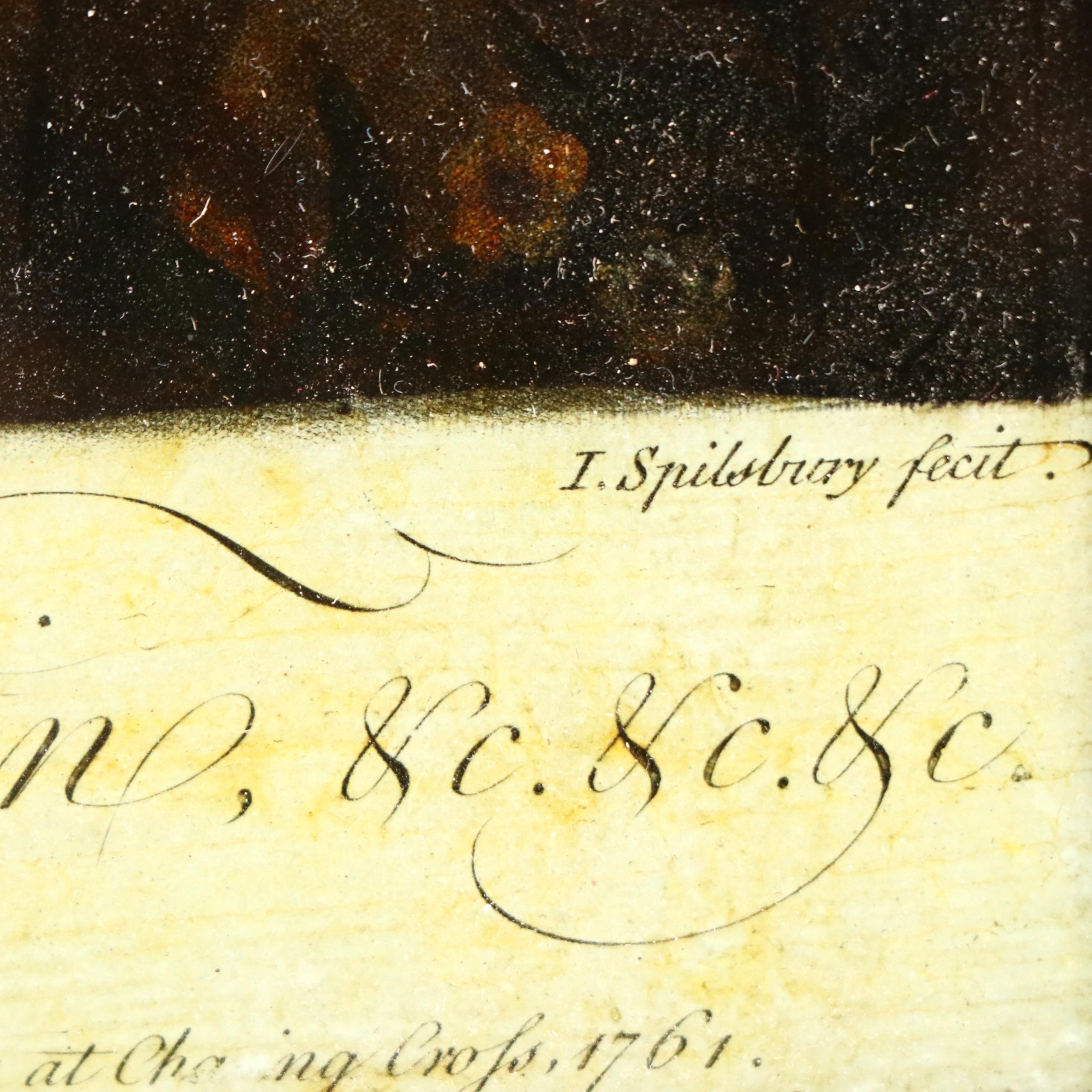 Portrait of King George III Reverse-Glass Hand-Colored Mezzotint, 1761