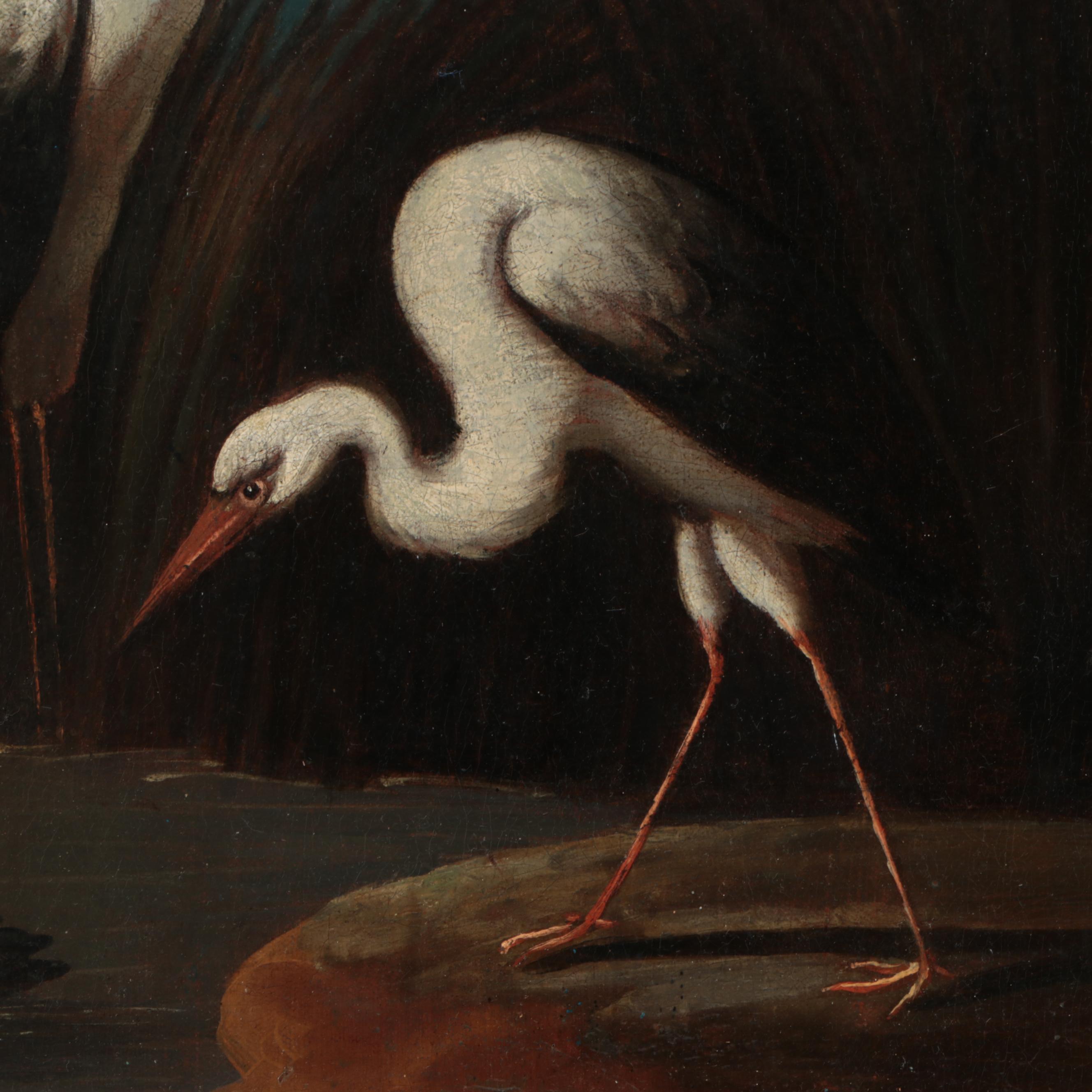 Antique Chinese Export Oil Painting of Birds, 19th Century