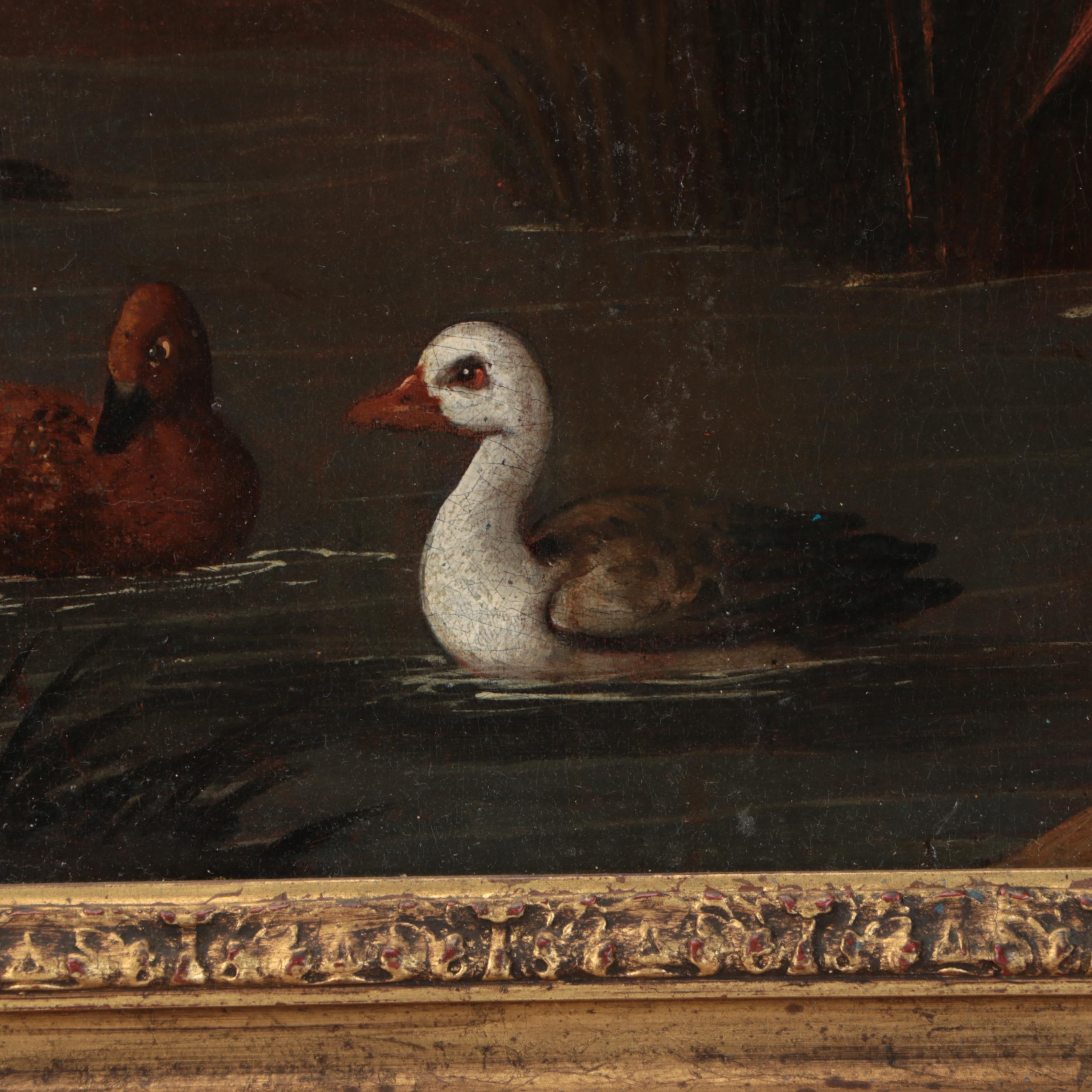 Antique Chinese Export Oil Painting of Birds, 19th Century