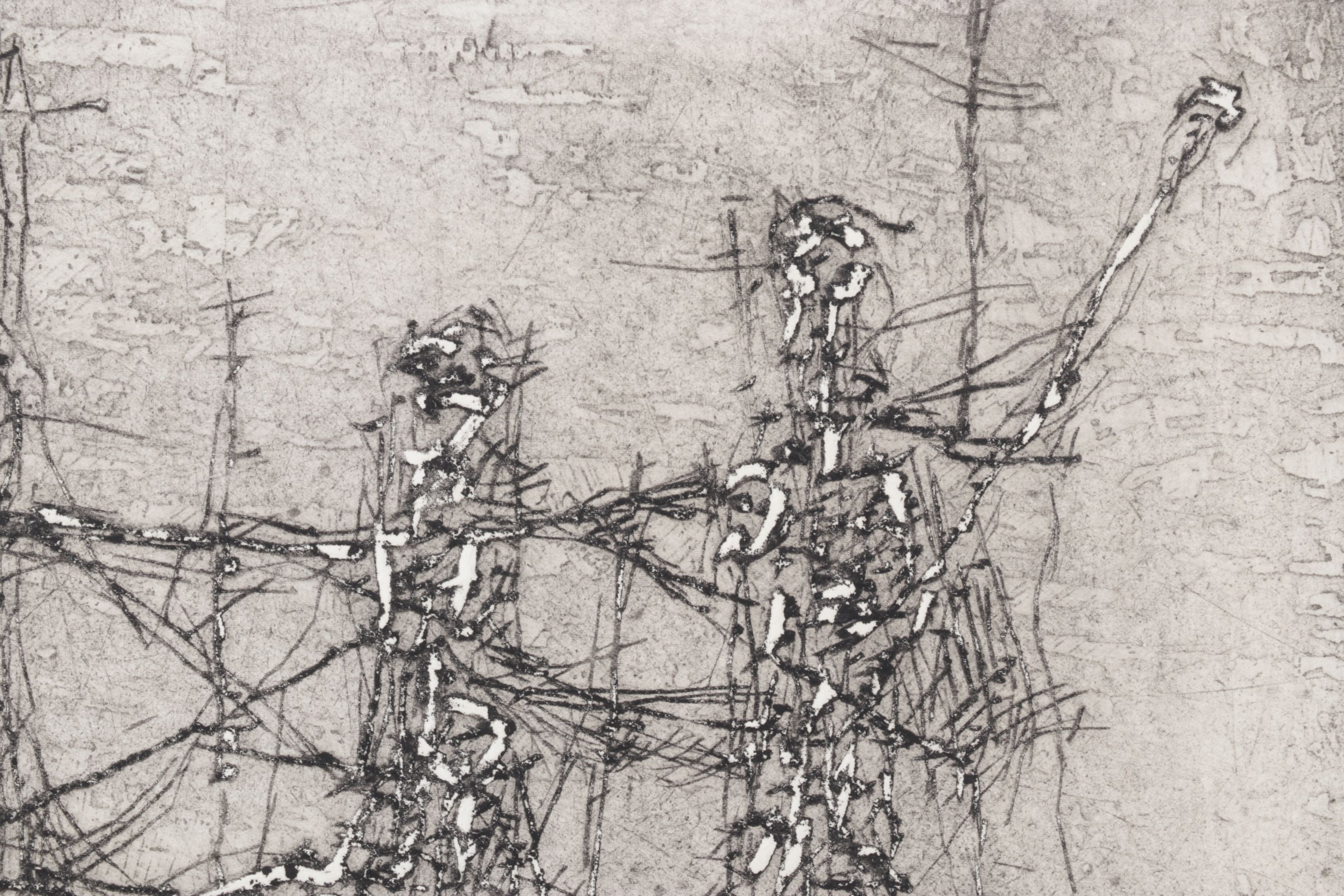 Hermann Ober Abstract Expressionist Etching "Dance", 1961