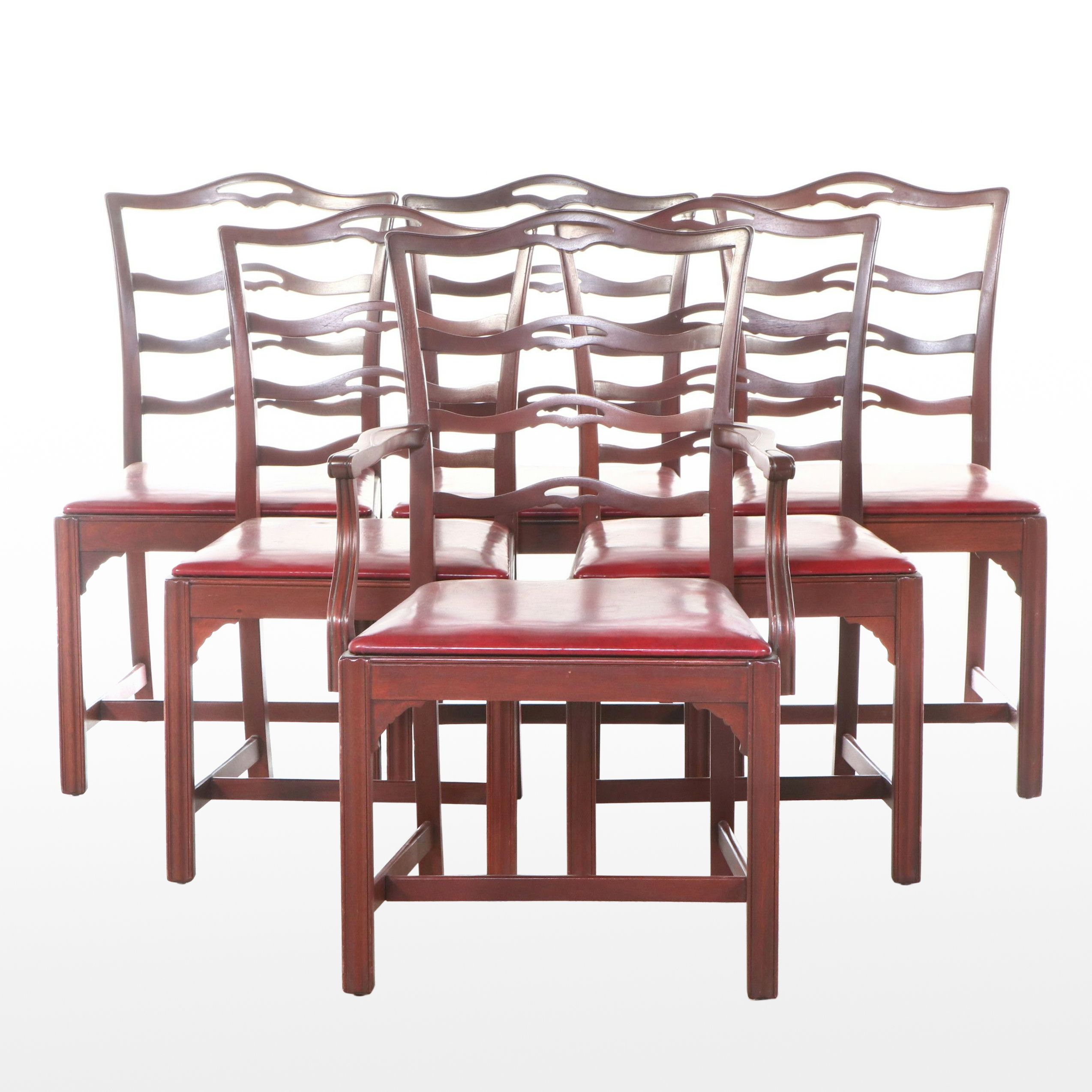 Set of Six Grand Ledge Chair Co. Chippendale Style Mahogany Dining Chairs