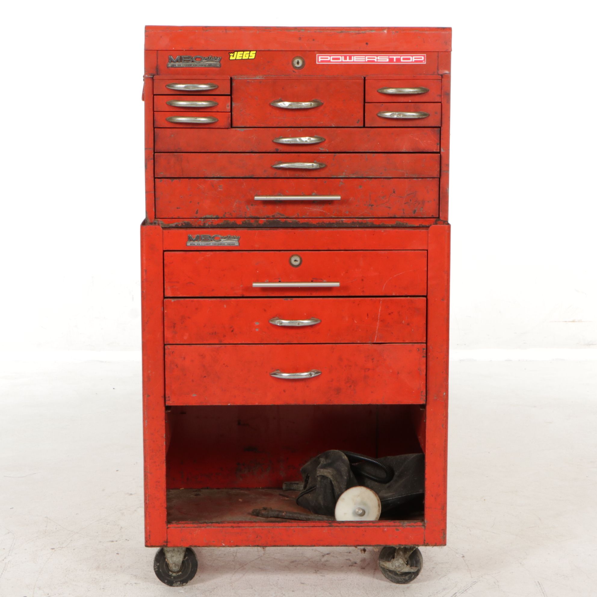 MBC Steel Two-Section Tool Box, Mid 20th Century