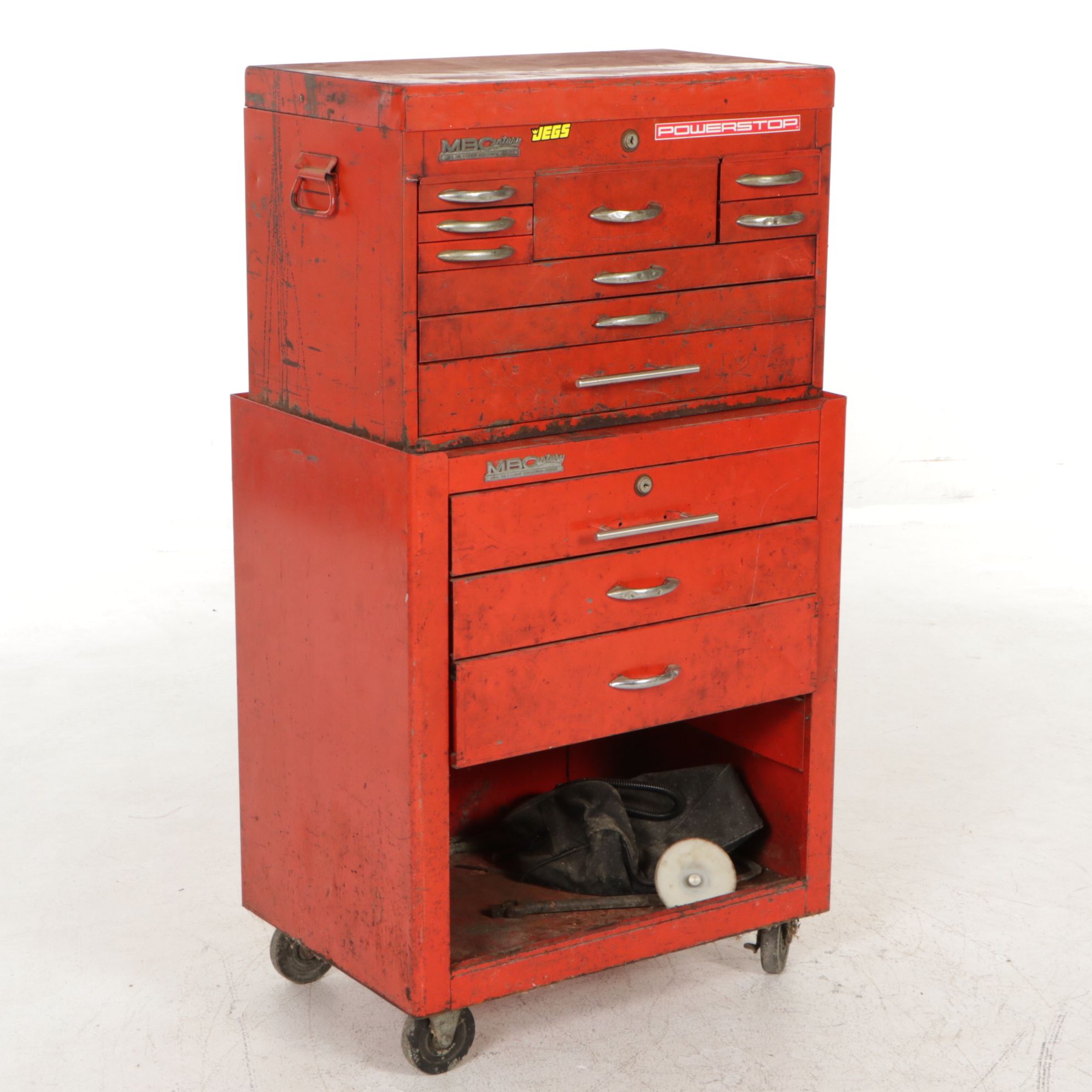 MBC Steel Two-Section Tool Box, Mid 20th Century