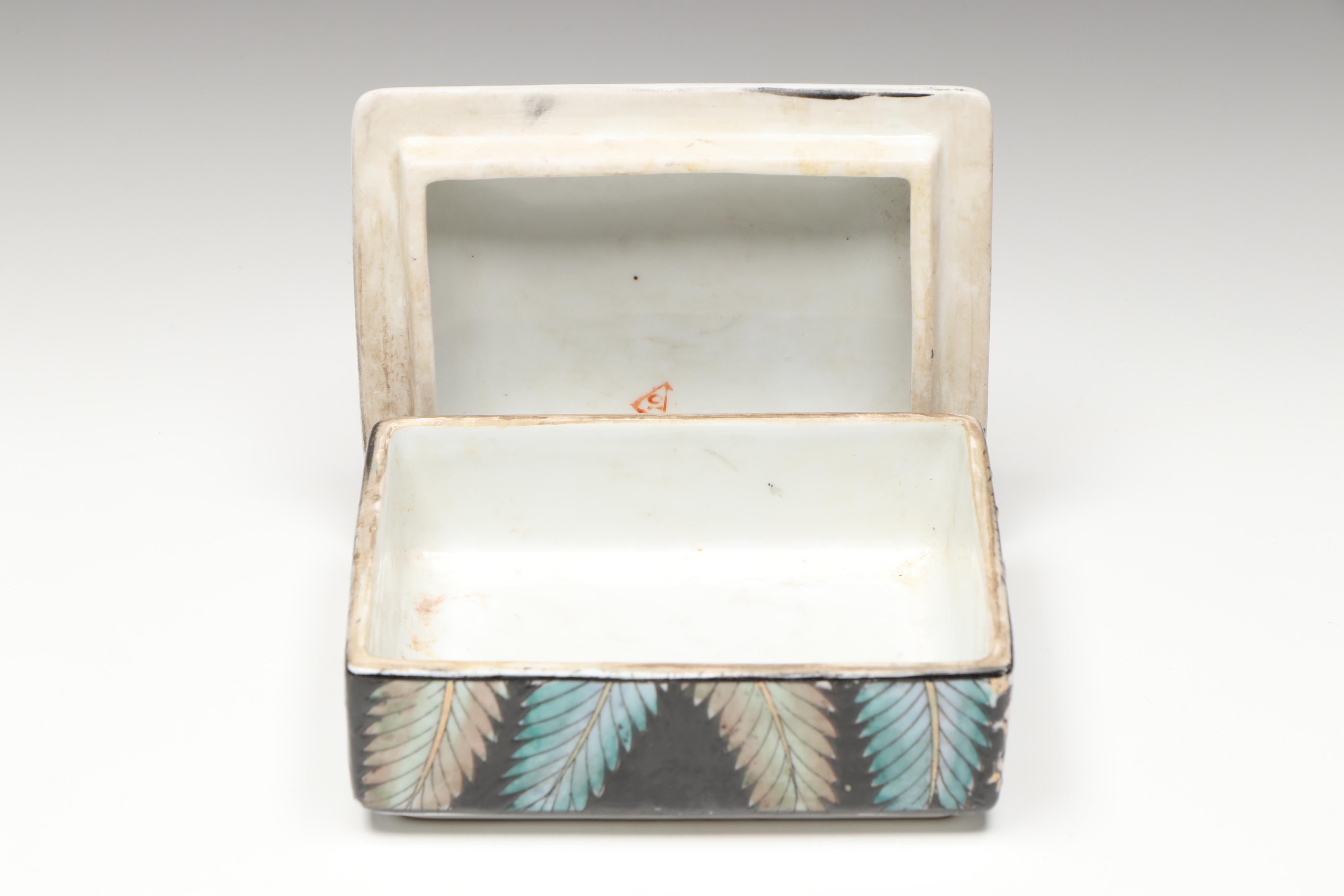 Japanese Imari Style Covered Bowl with Chinese Ceramic Box