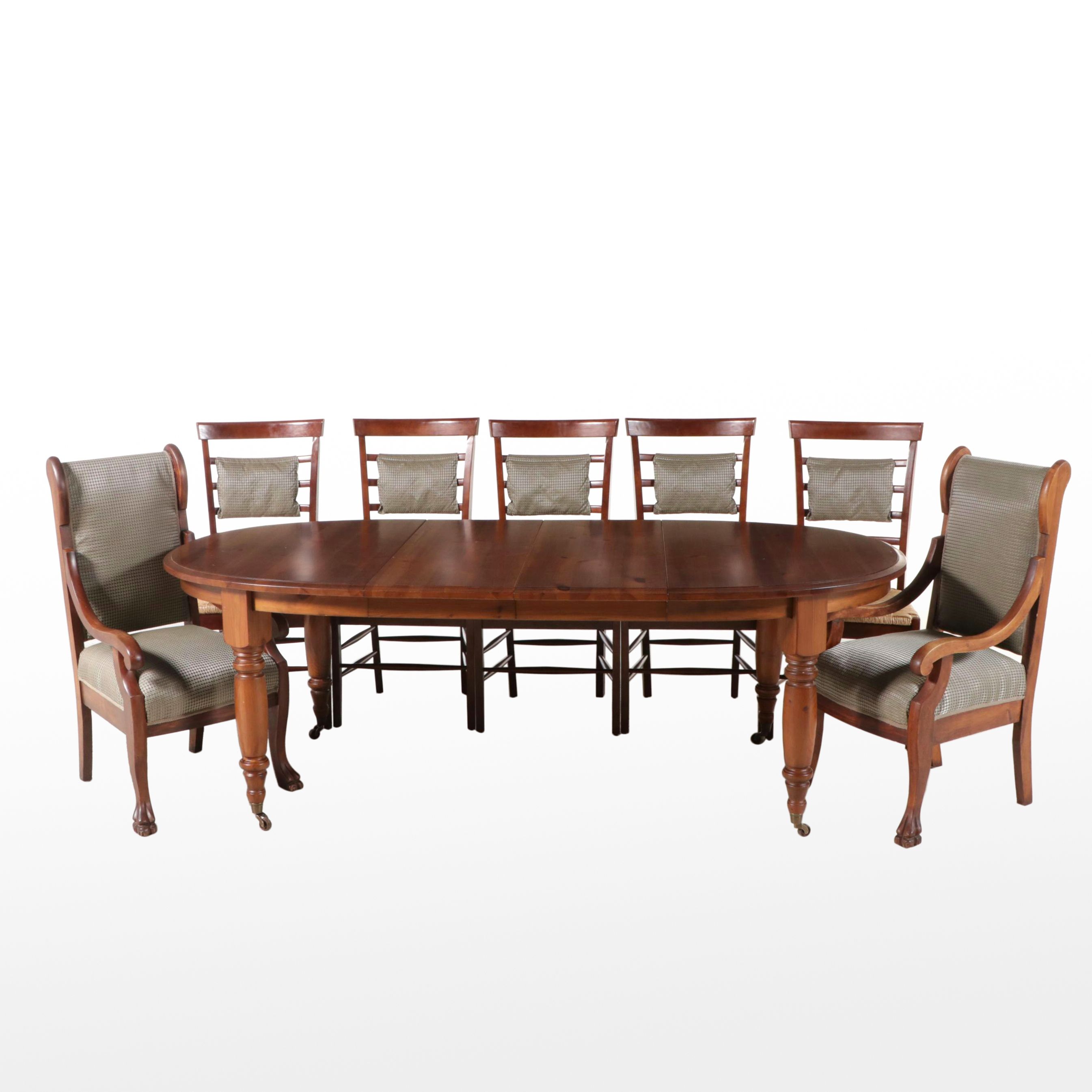 Eight Piece Pottery Barn English Style Dining Set with "Oxford" Table