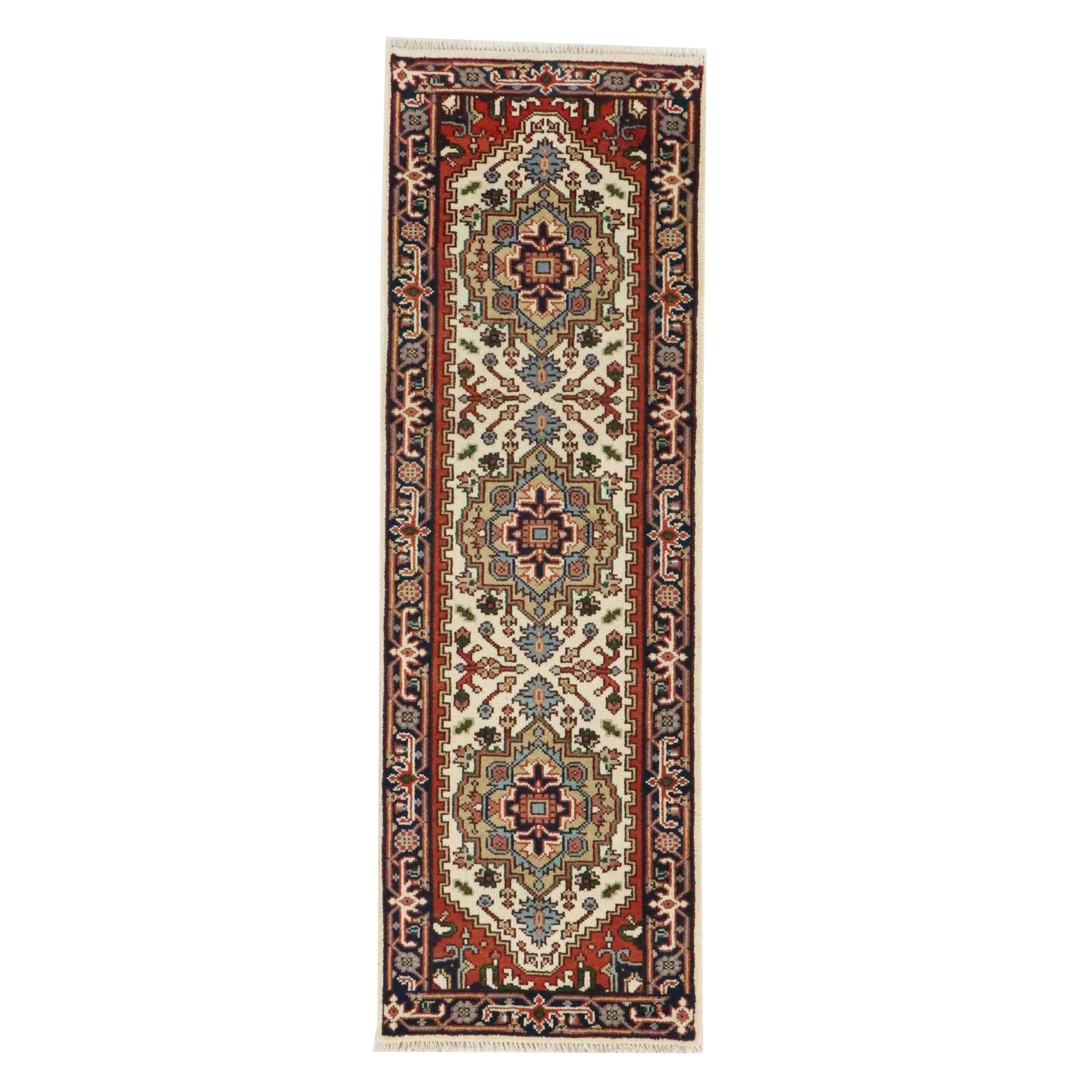 2'8 x 8'4 Hand-Knotted Indo-Persian Serapi Carpet Runner