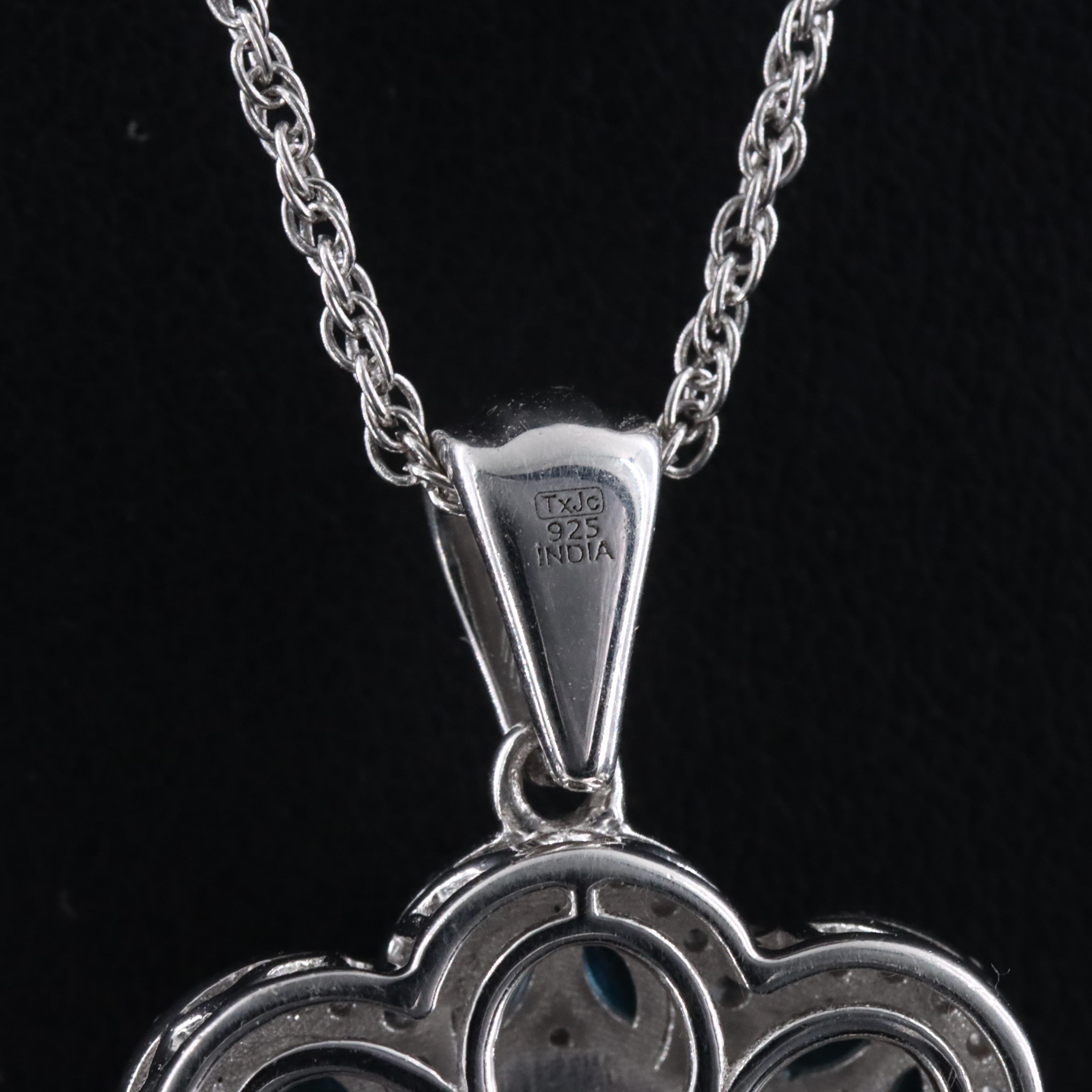 Sterling Ammolite Doublet, Topaz and White Zircon Pendant Necklace