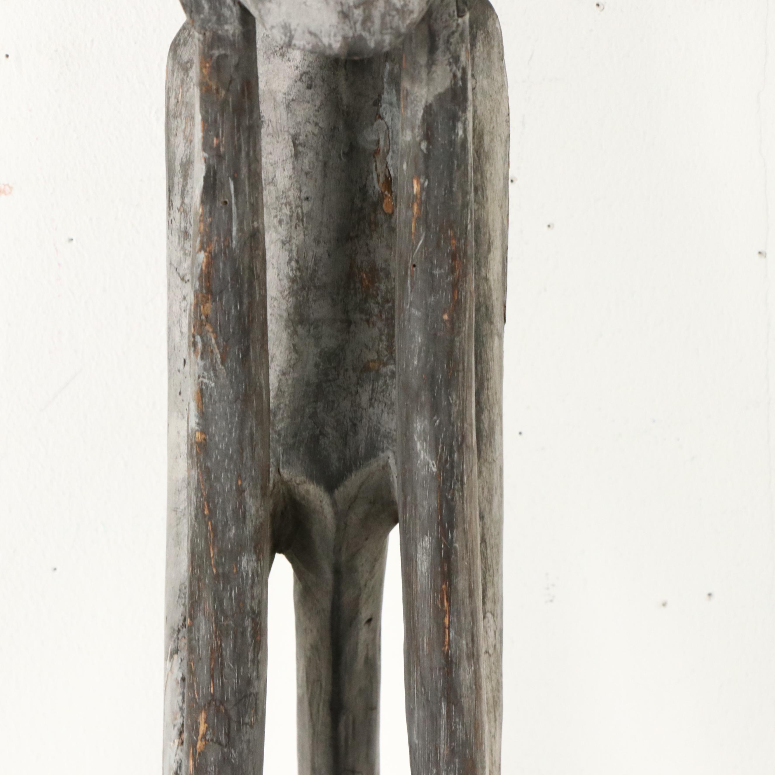 Nigerian Mumuye Style Carved Wooden Thinker Sculpture