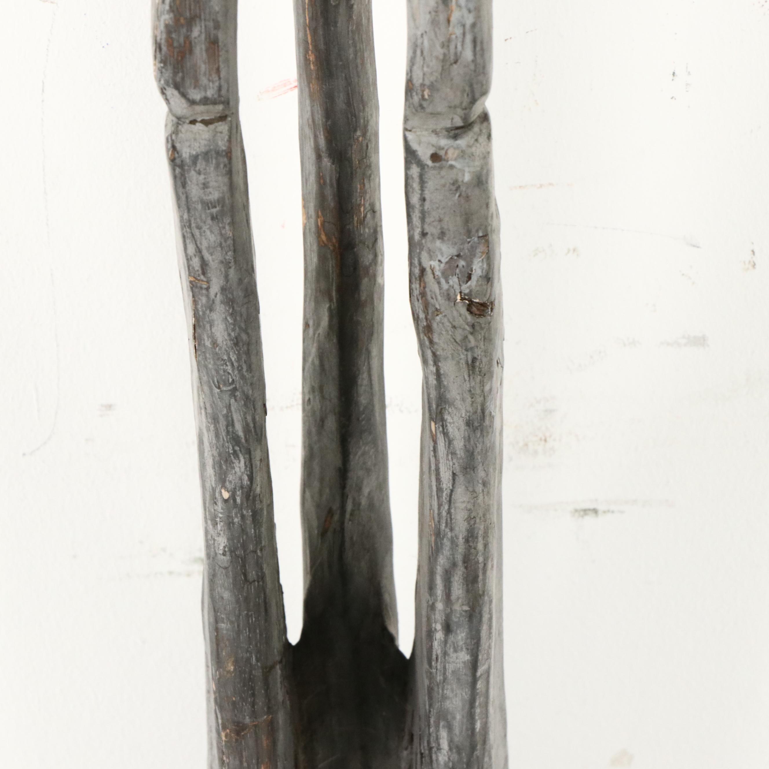 Nigerian Mumuye Style Carved Wooden Thinker Sculpture