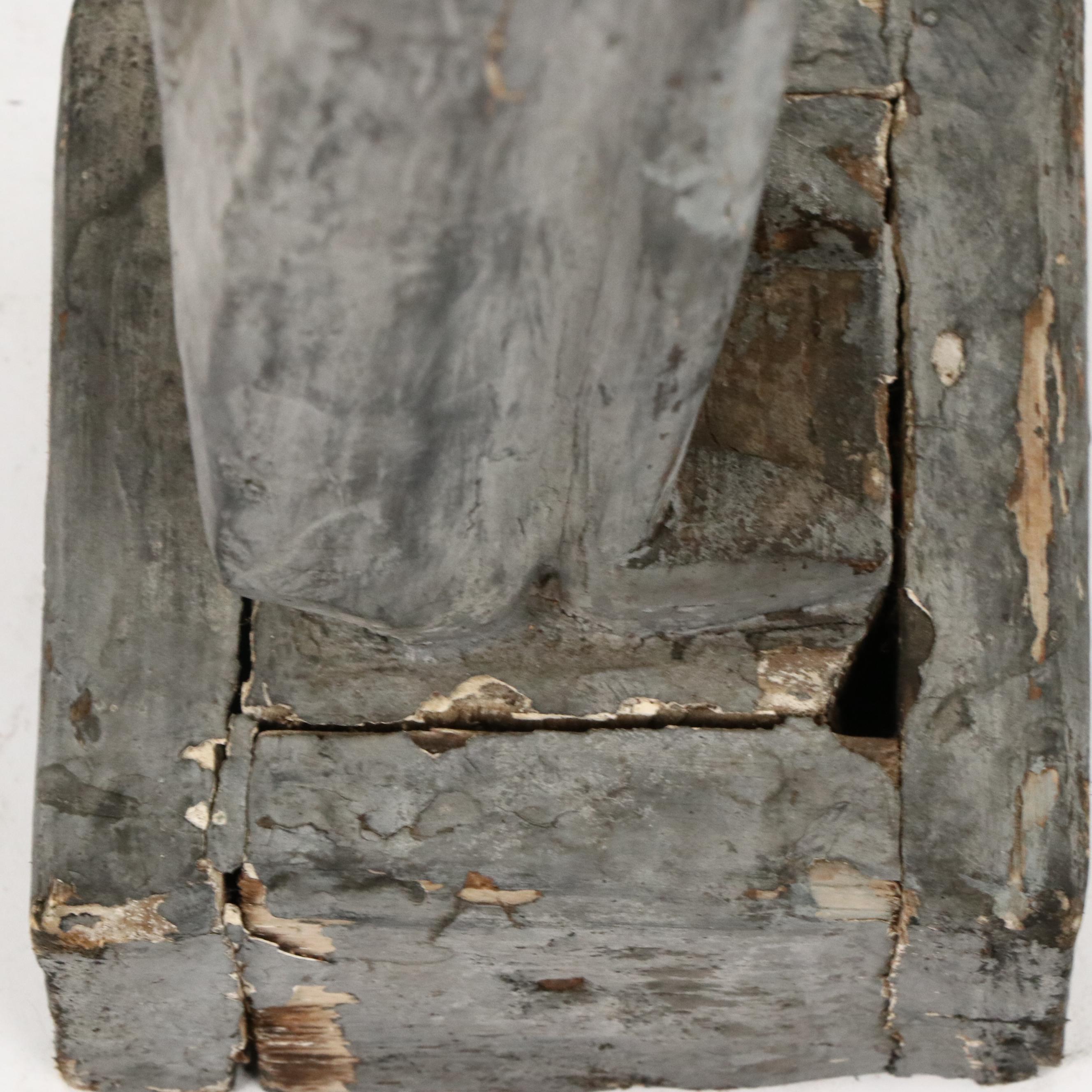 Nigerian Mumuye Style Carved Wooden Thinker Sculpture