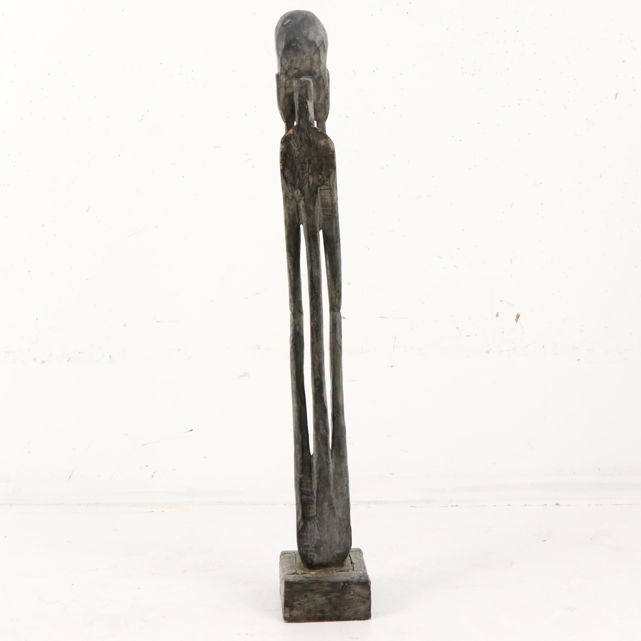 Nigerian Mumuye Style Carved Wooden Thinker Sculpture