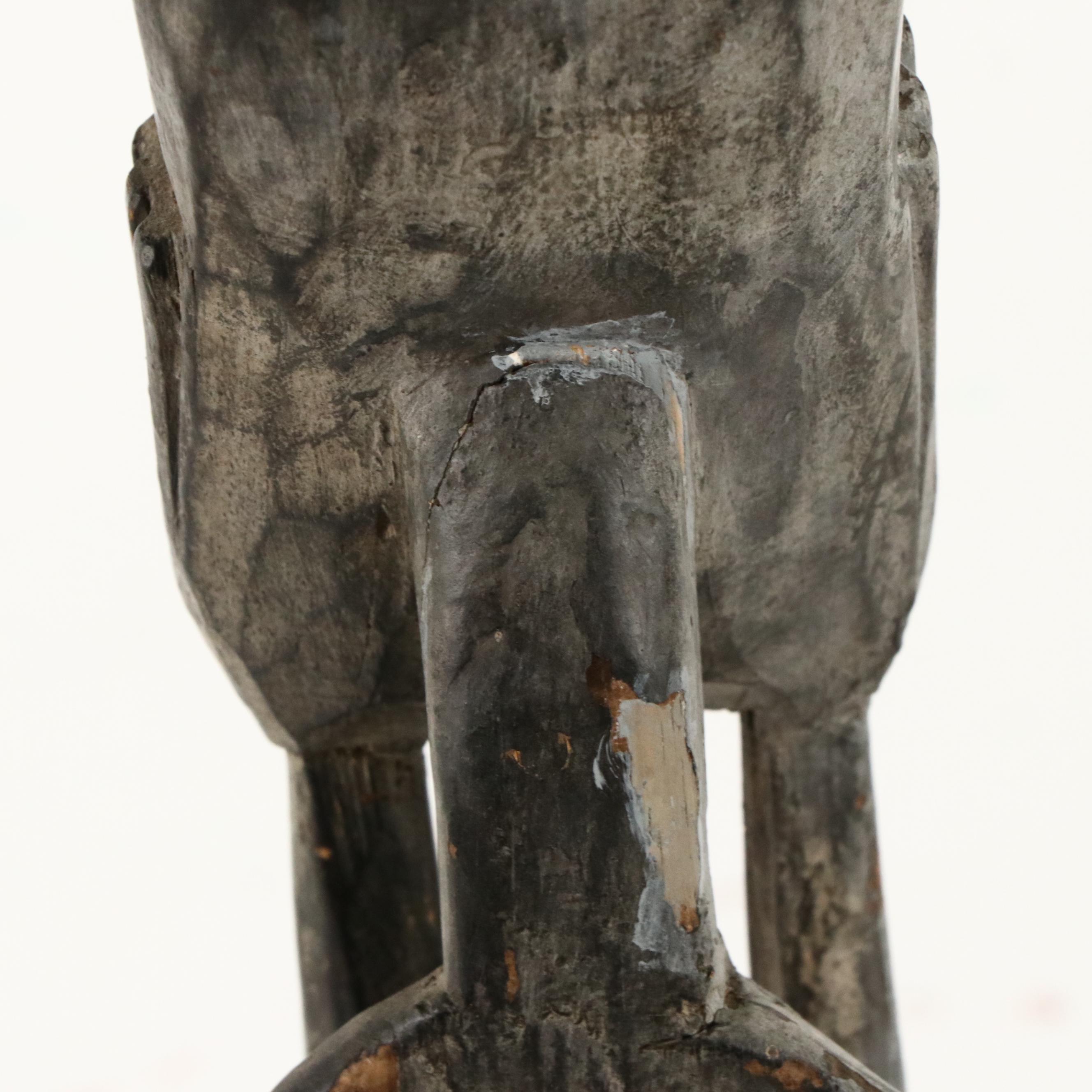 Nigerian Mumuye Style Carved Wooden Thinker Sculpture