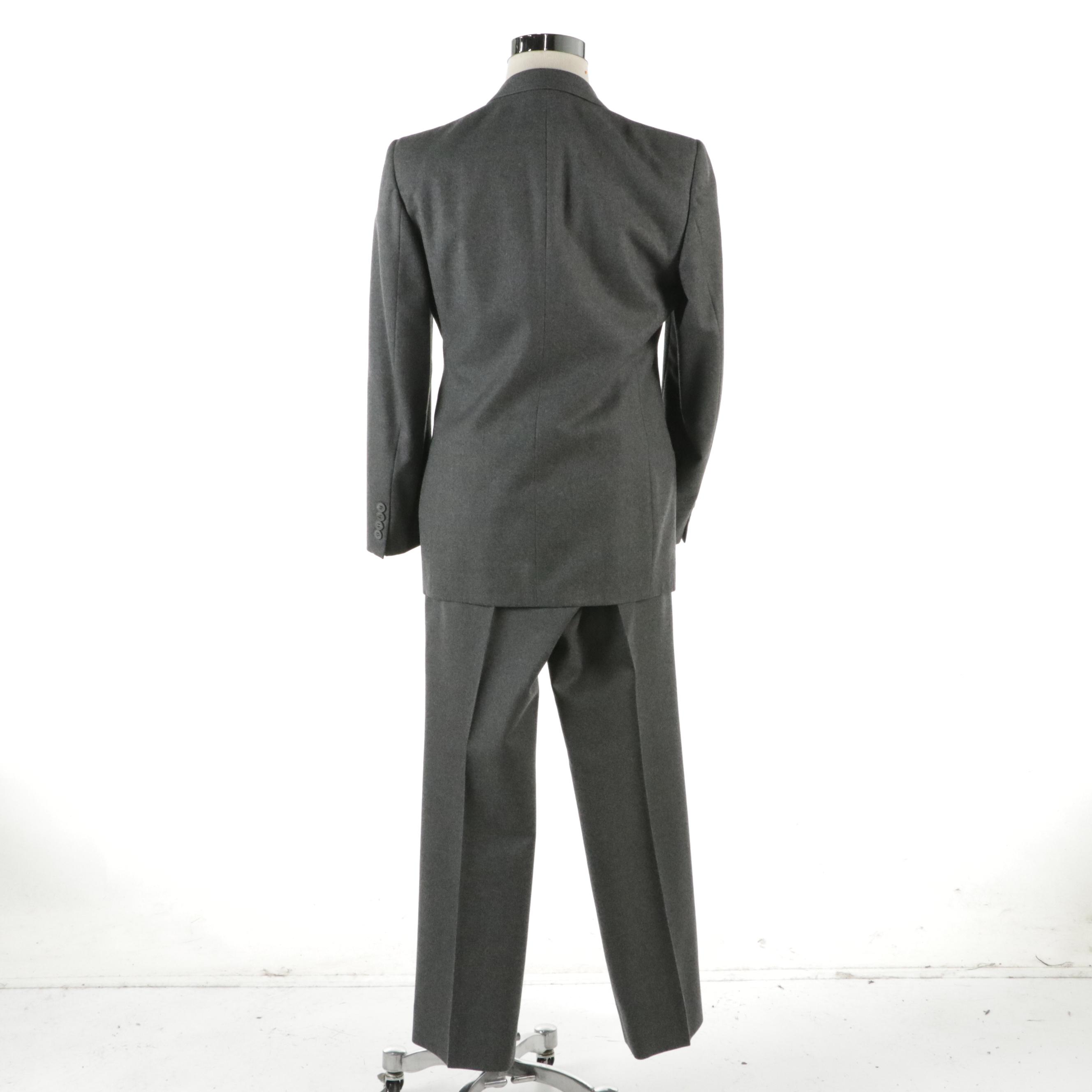Men's Vintage Valentino Double-Breasted Two-Piece Suit in Gray Wool