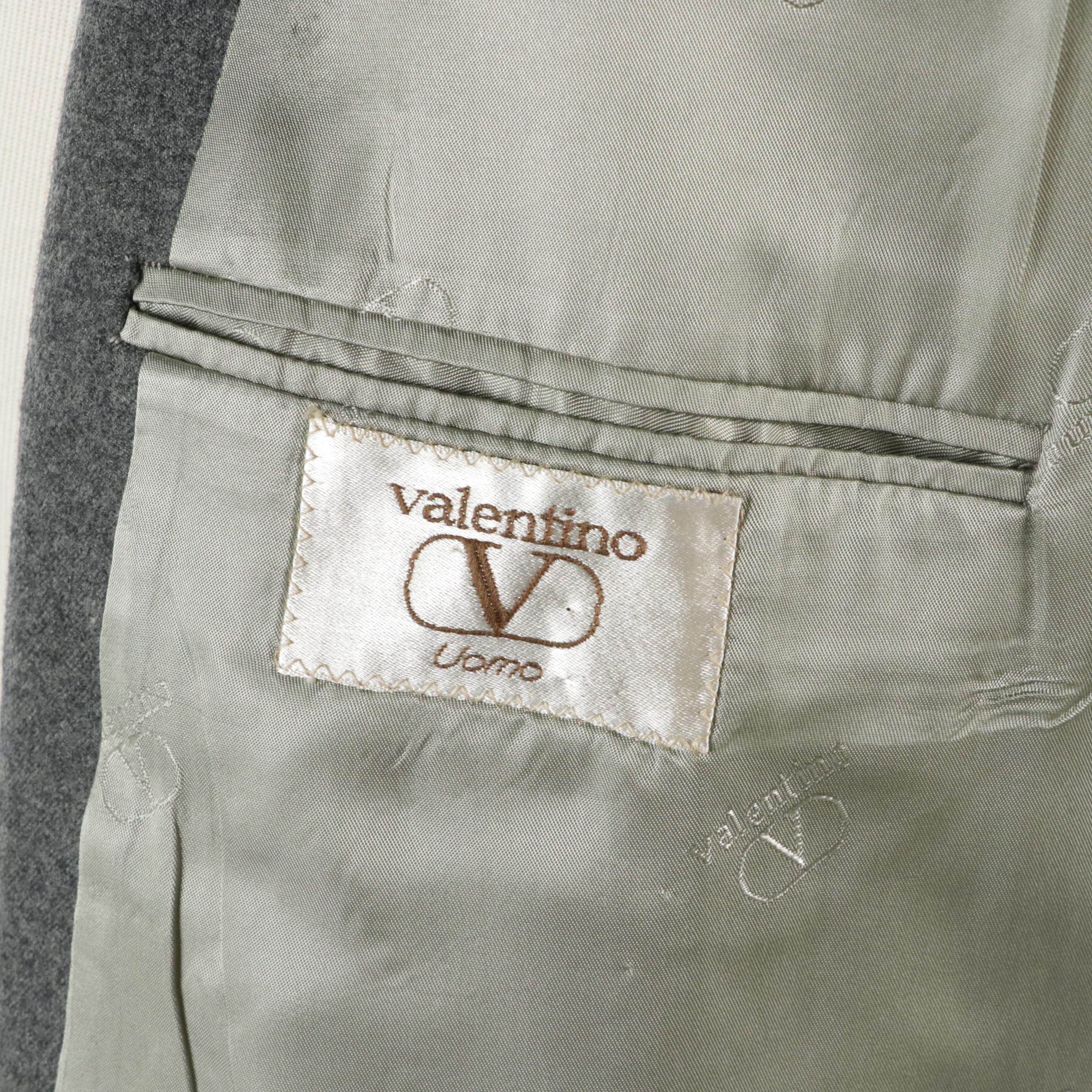 Men's Vintage Valentino Double-Breasted Two-Piece Suit in Gray Wool