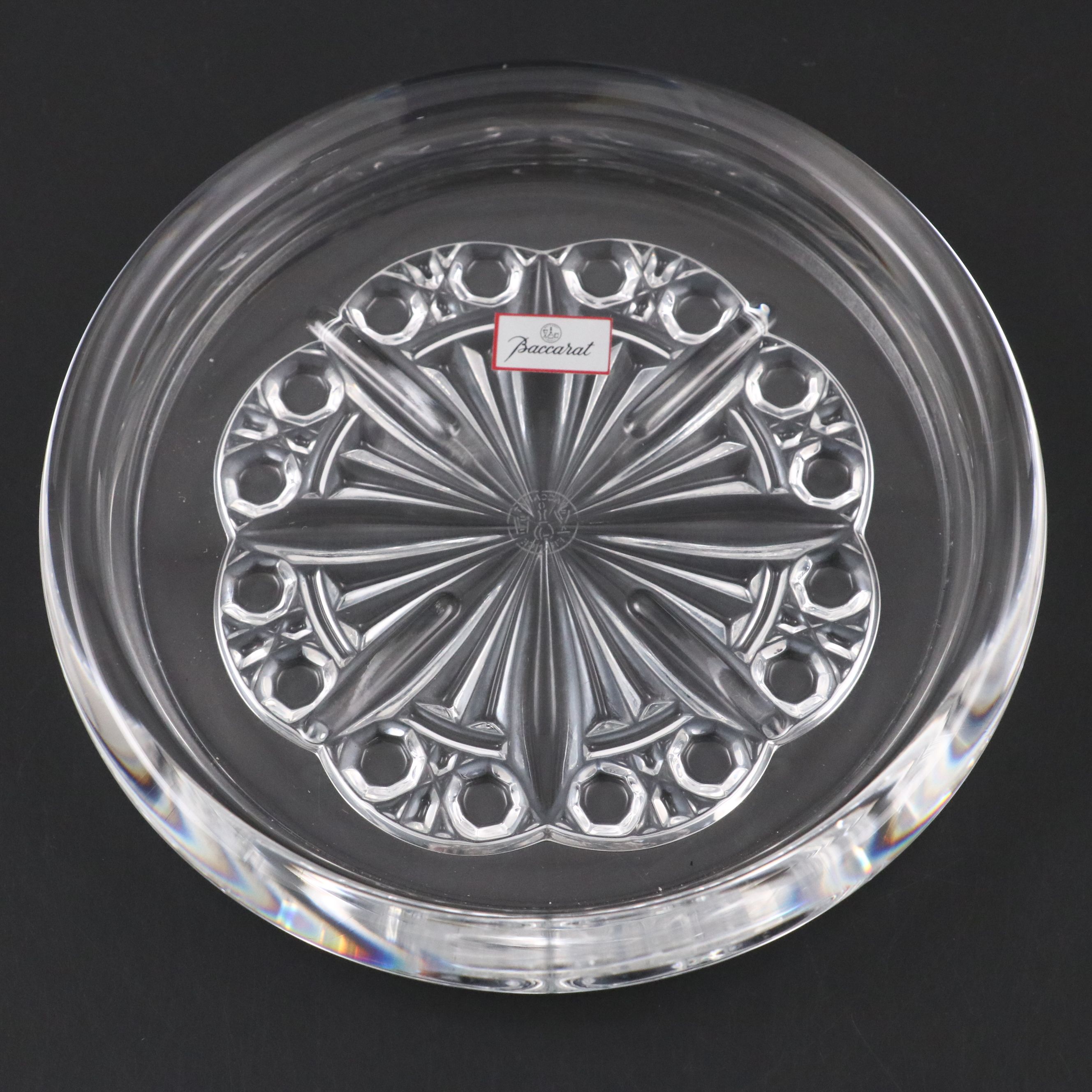 Baccarat "Rosace" Crystal Coaster, Orrefors Crystal Vase and Crystal Paperweight