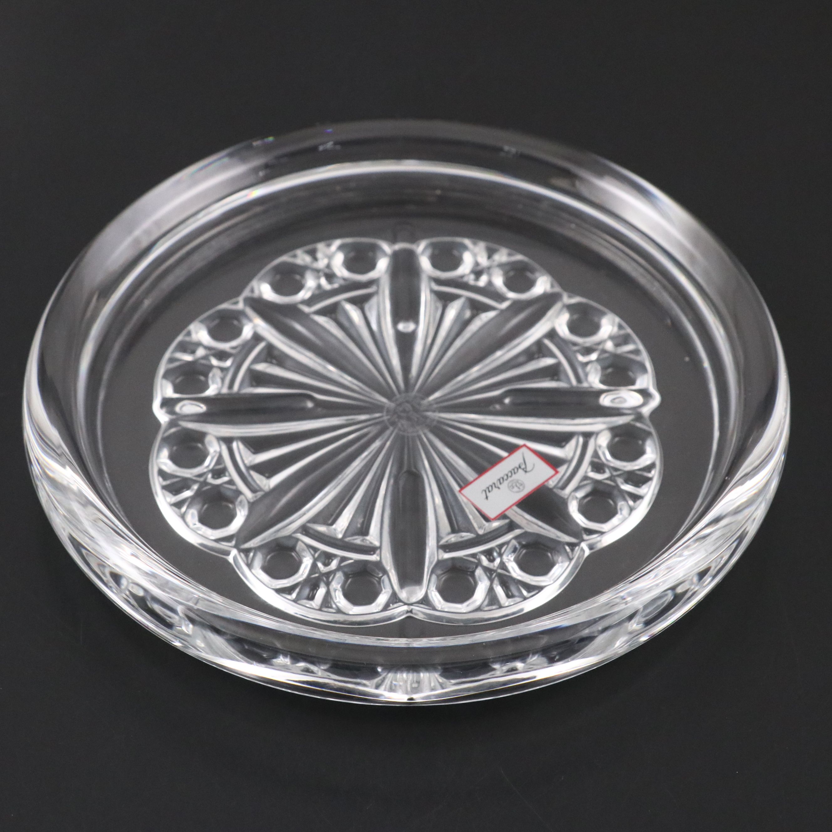 Baccarat "Rosace" Crystal Coaster, Orrefors Crystal Vase and Crystal Paperweight