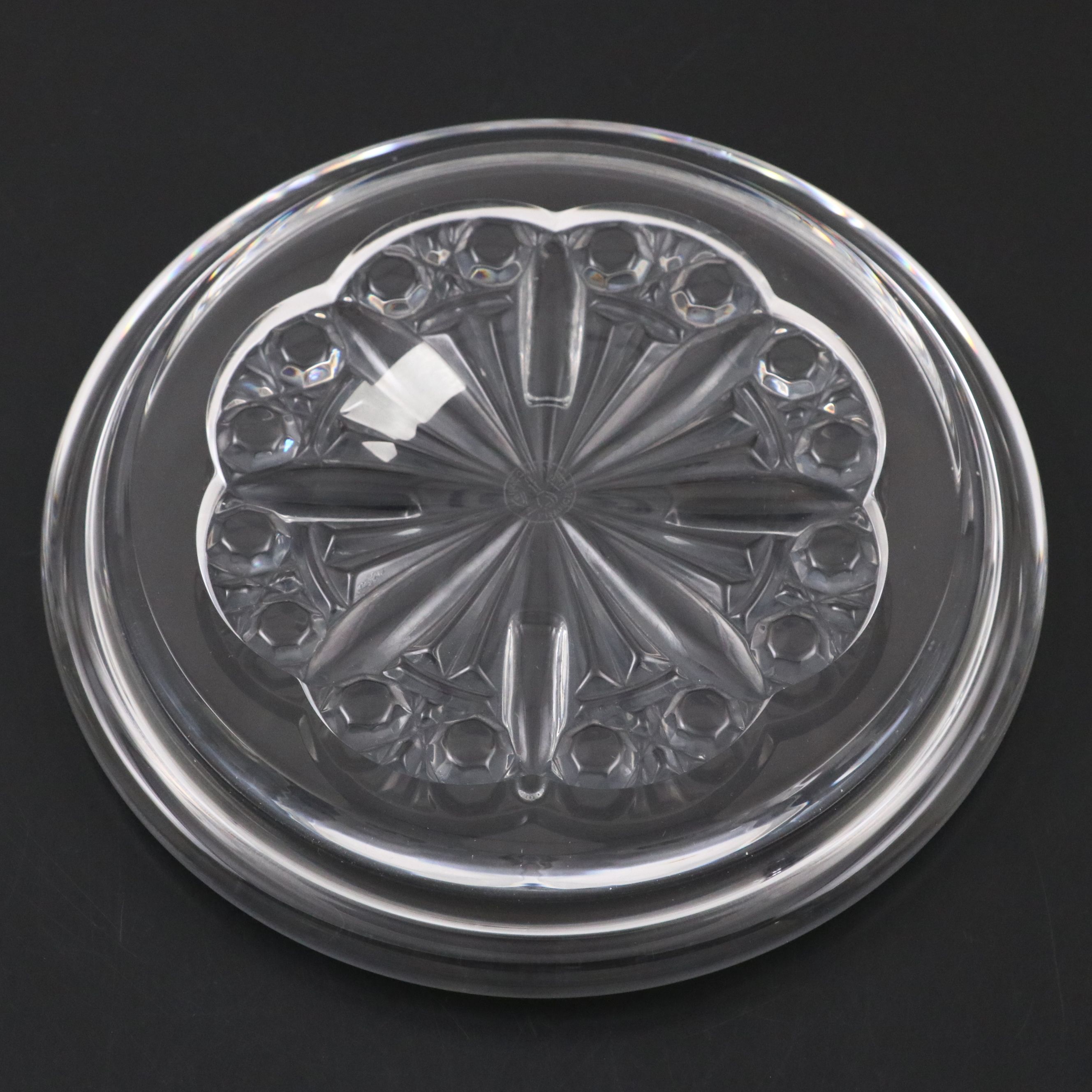 Baccarat "Rosace" Crystal Coaster, Orrefors Crystal Vase and Crystal Paperweight