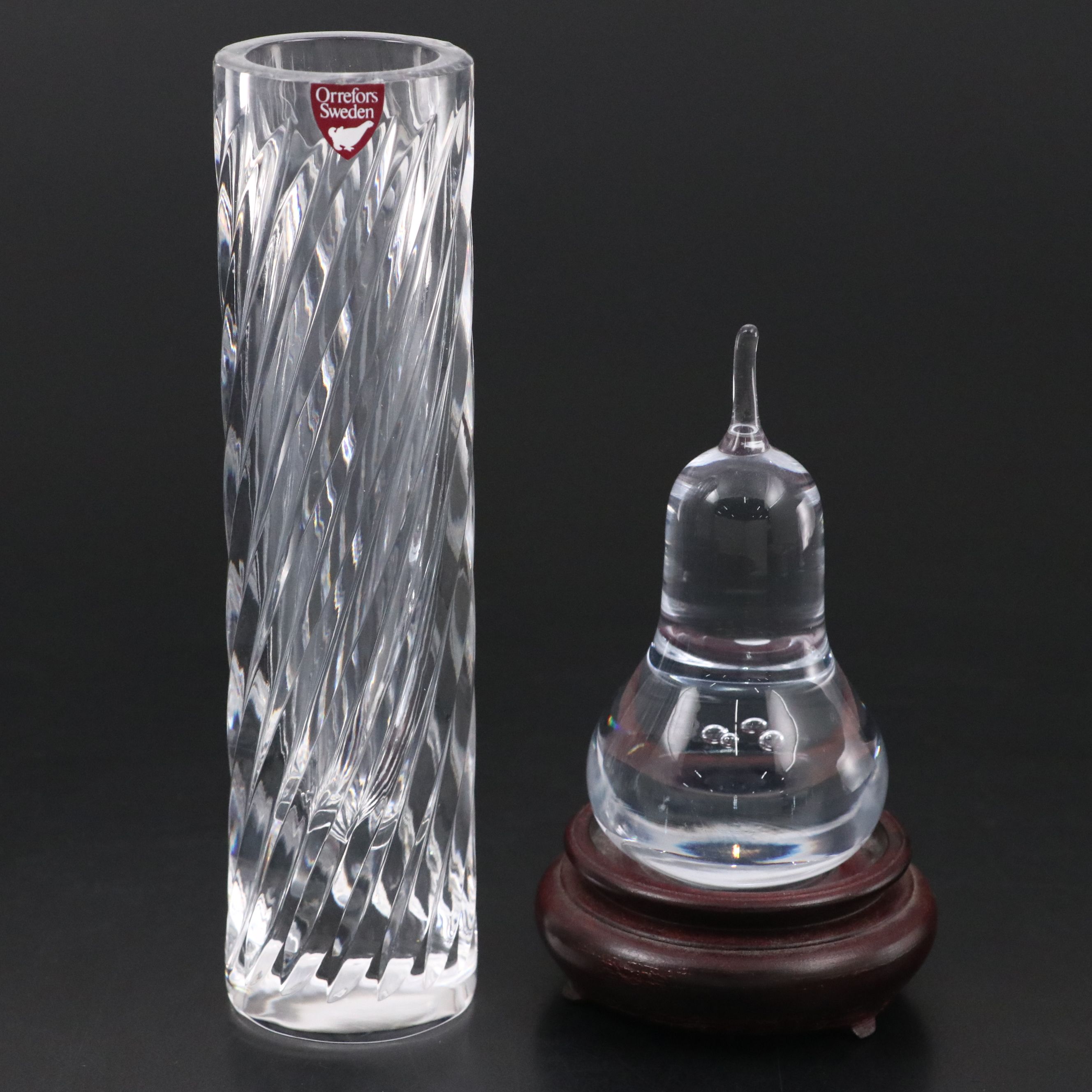 Baccarat "Rosace" Crystal Coaster, Orrefors Crystal Vase and Crystal Paperweight