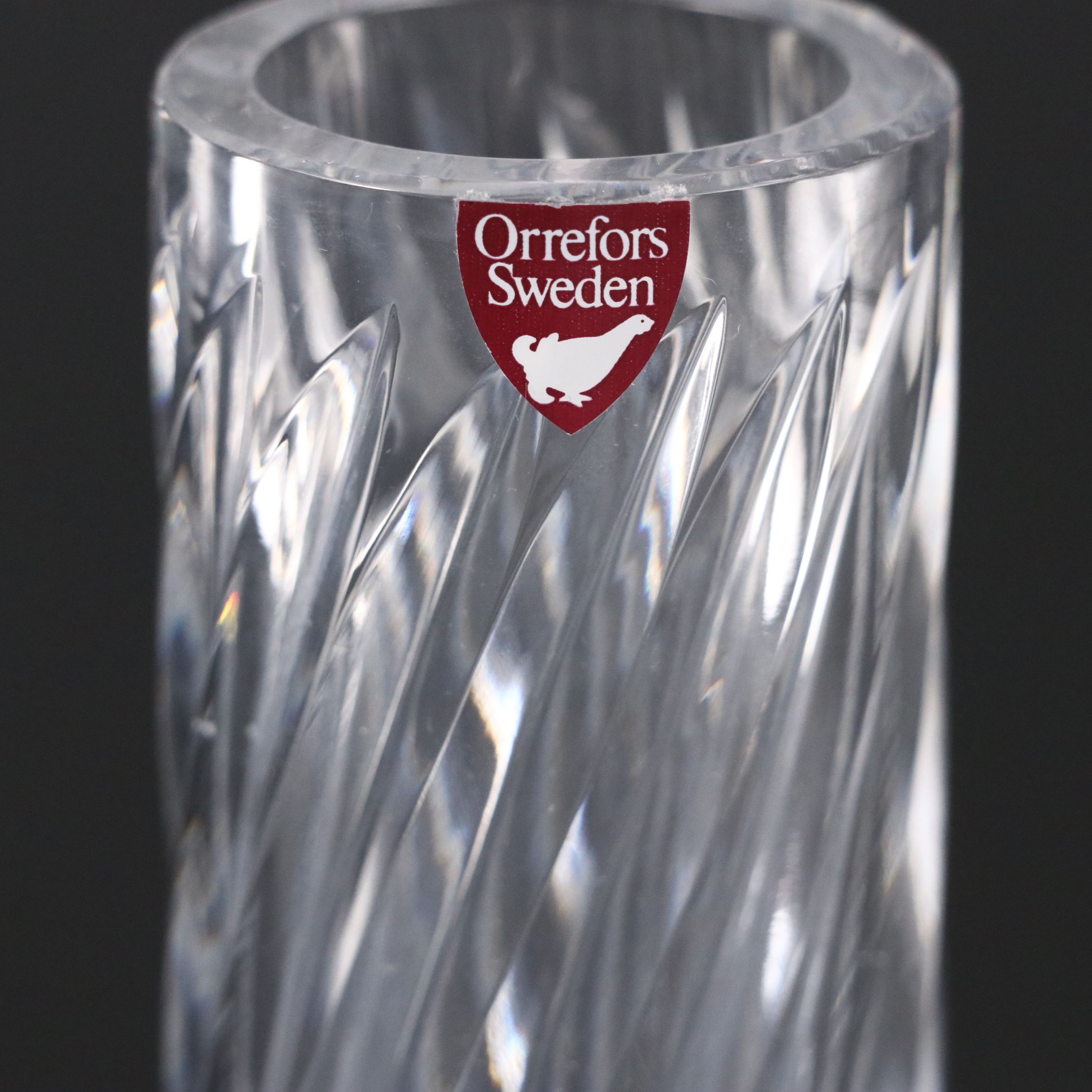 Baccarat "Rosace" Crystal Coaster, Orrefors Crystal Vase and Crystal Paperweight