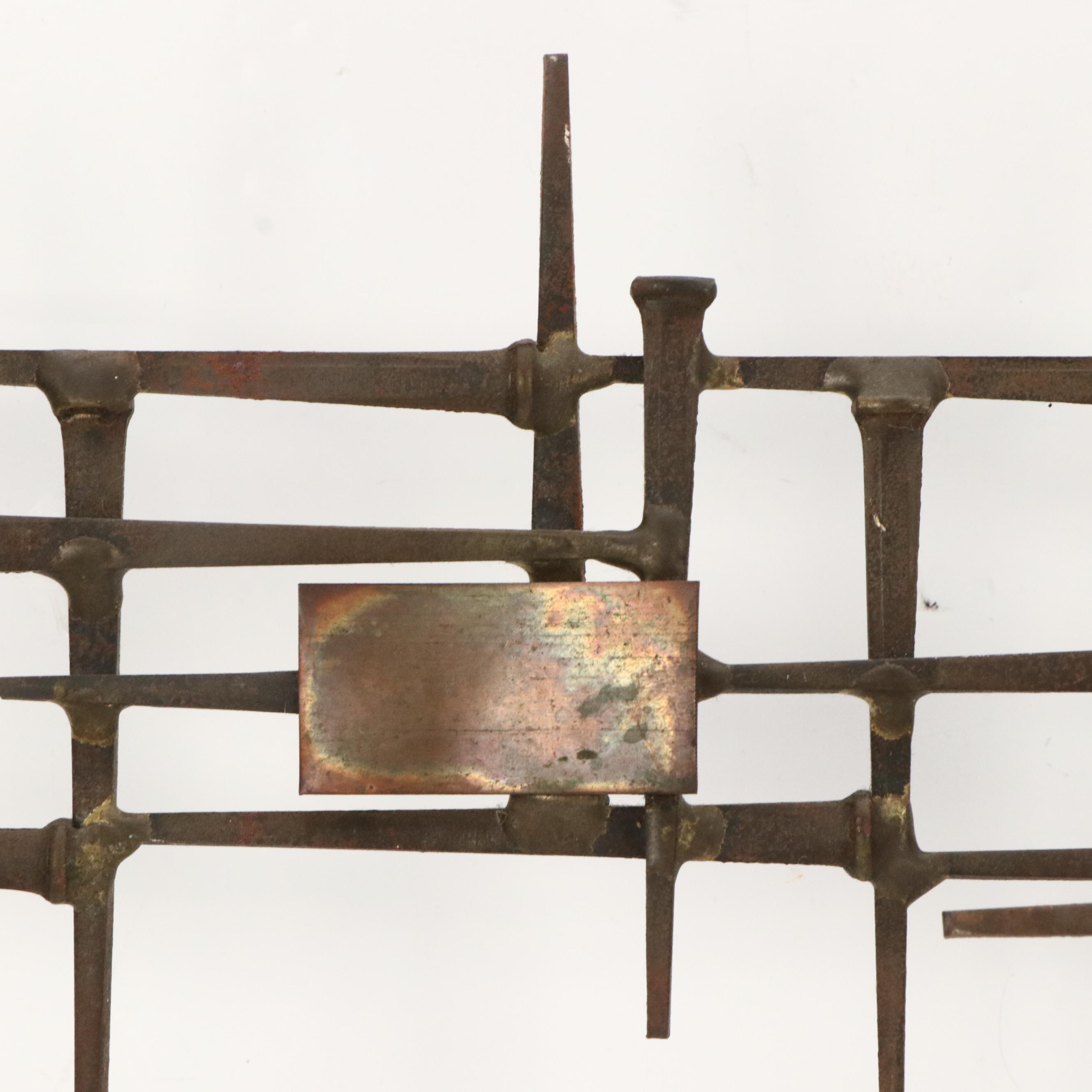 William Stege Brutalist Nail and Copper Wall Sculpture, Circa 1970