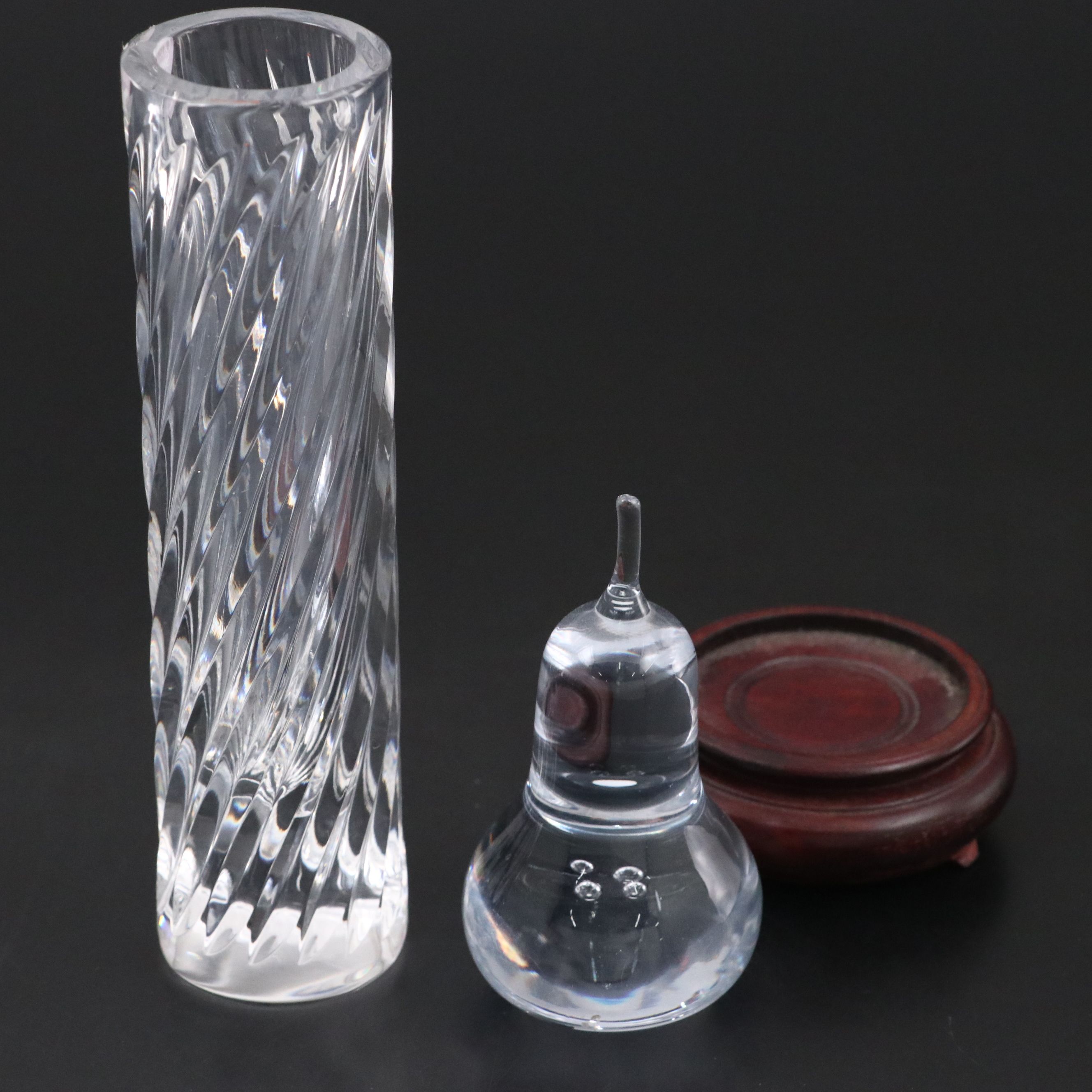 Baccarat "Rosace" Crystal Coaster, Orrefors Crystal Vase and Crystal Paperweight