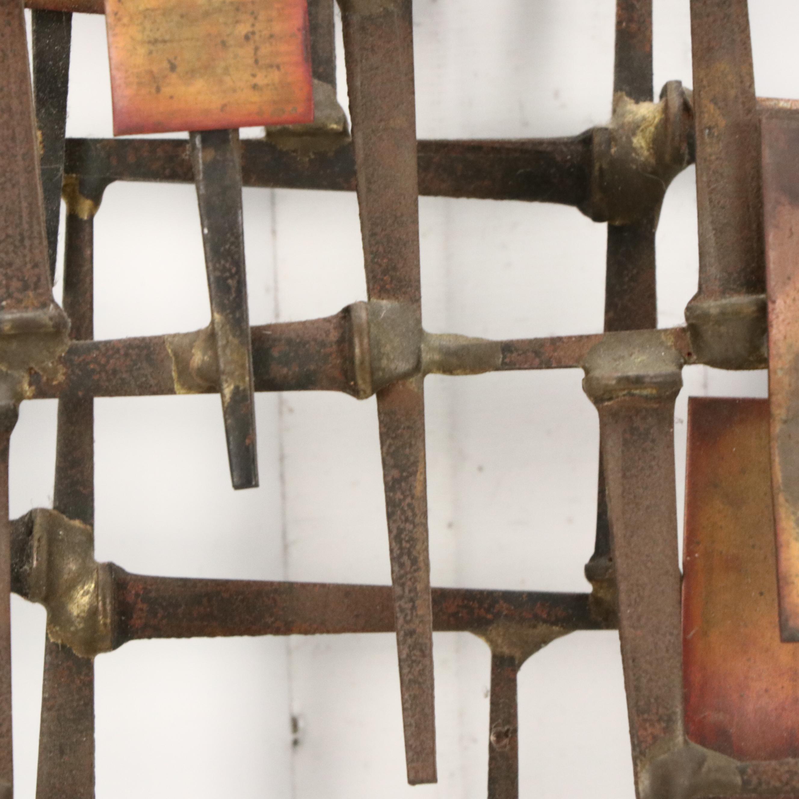 William Stege Brutalist Nail and Copper Wall Sculpture, Circa 1970