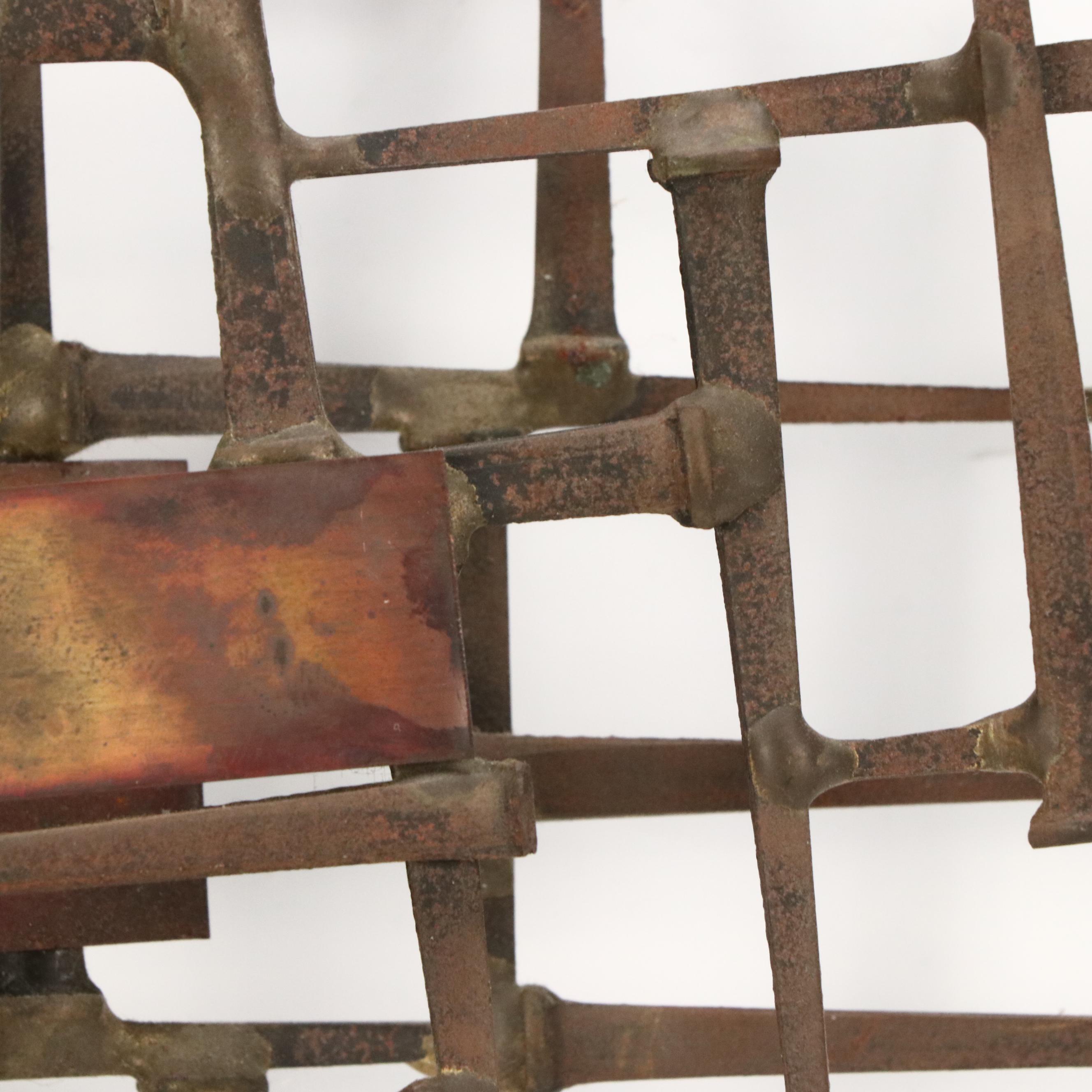 William Stege Brutalist Nail and Copper Wall Sculpture, Circa 1970