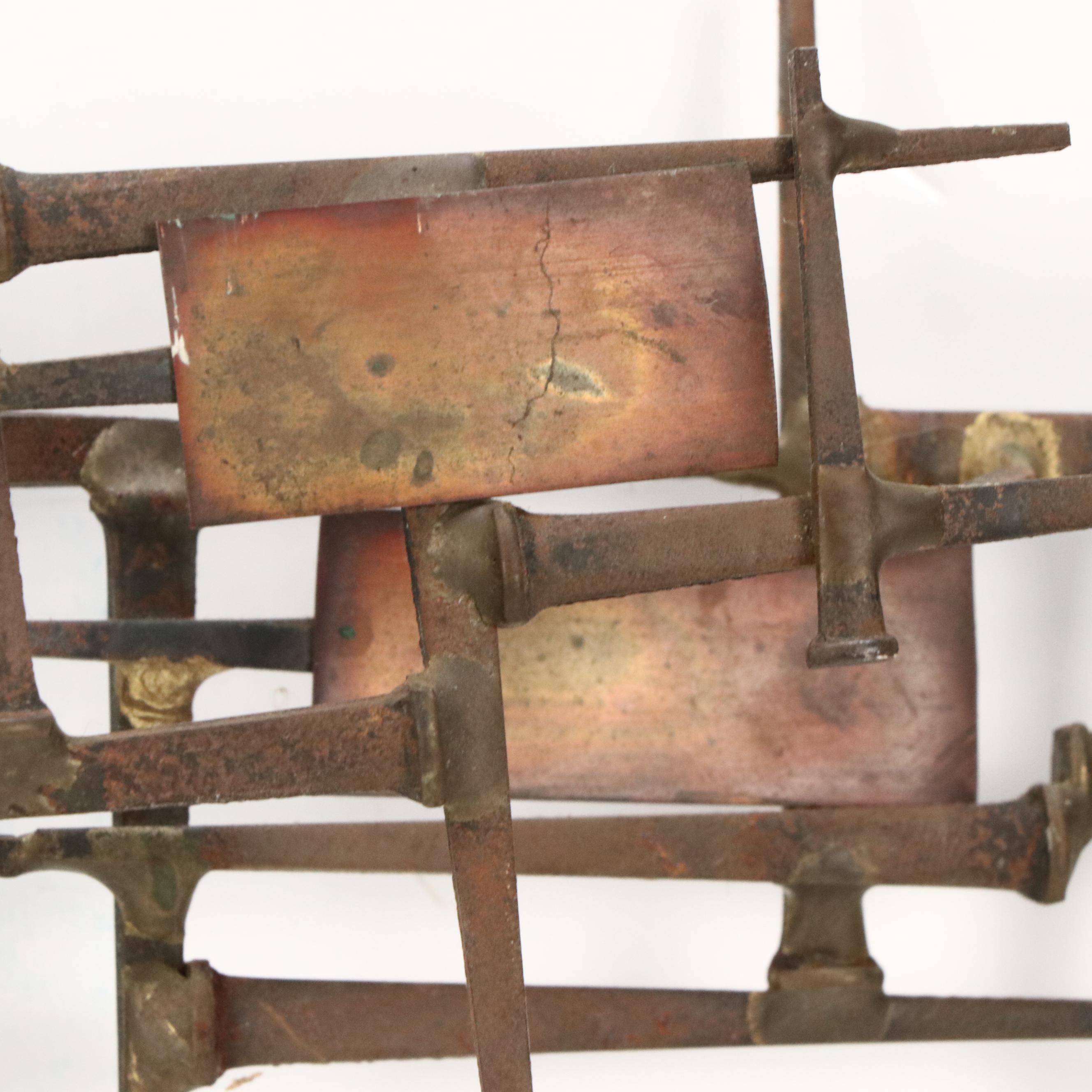William Stege Brutalist Nail and Copper Wall Sculpture, Circa 1970