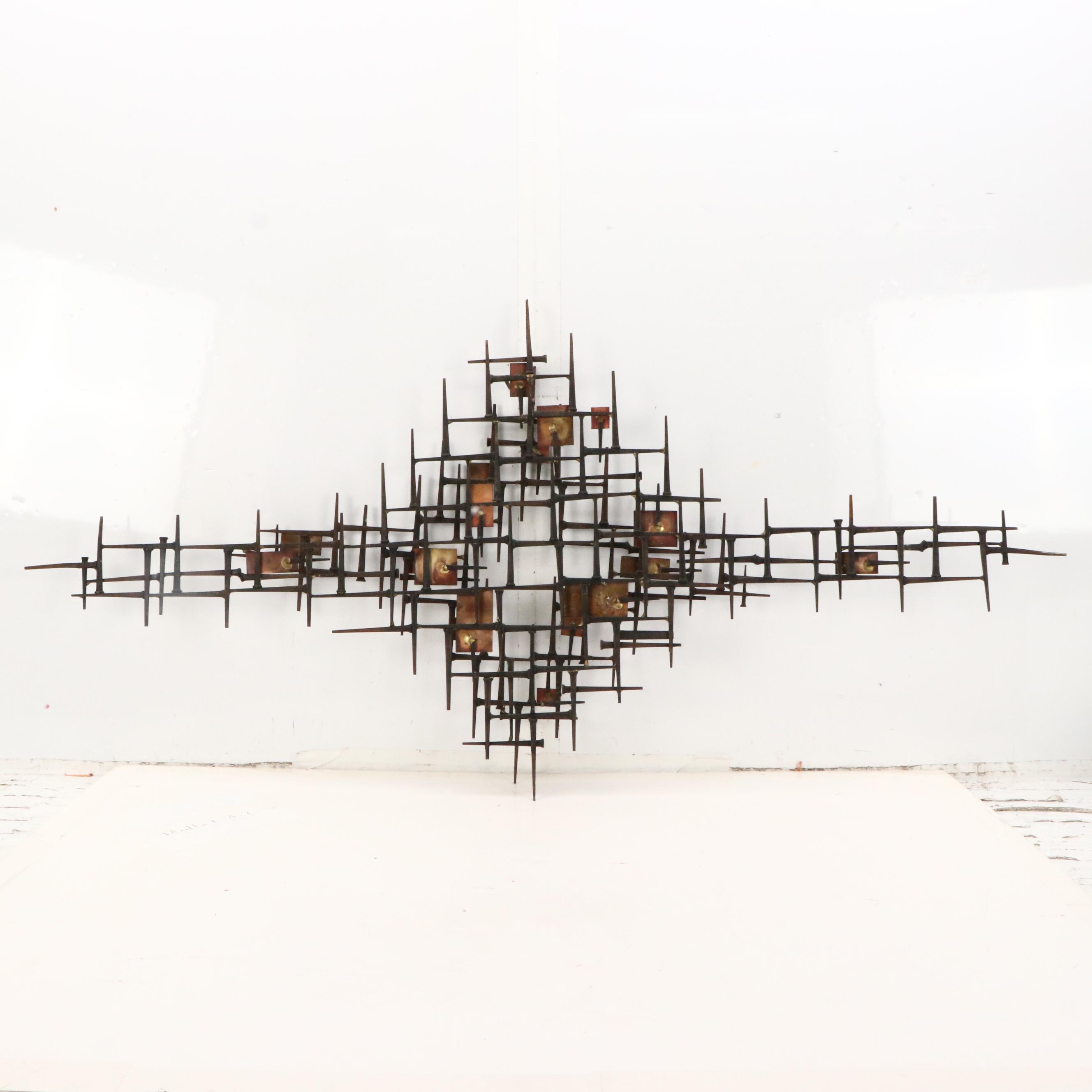 William Stege Brutalist Nail and Copper Wall Sculpture, Circa 1970