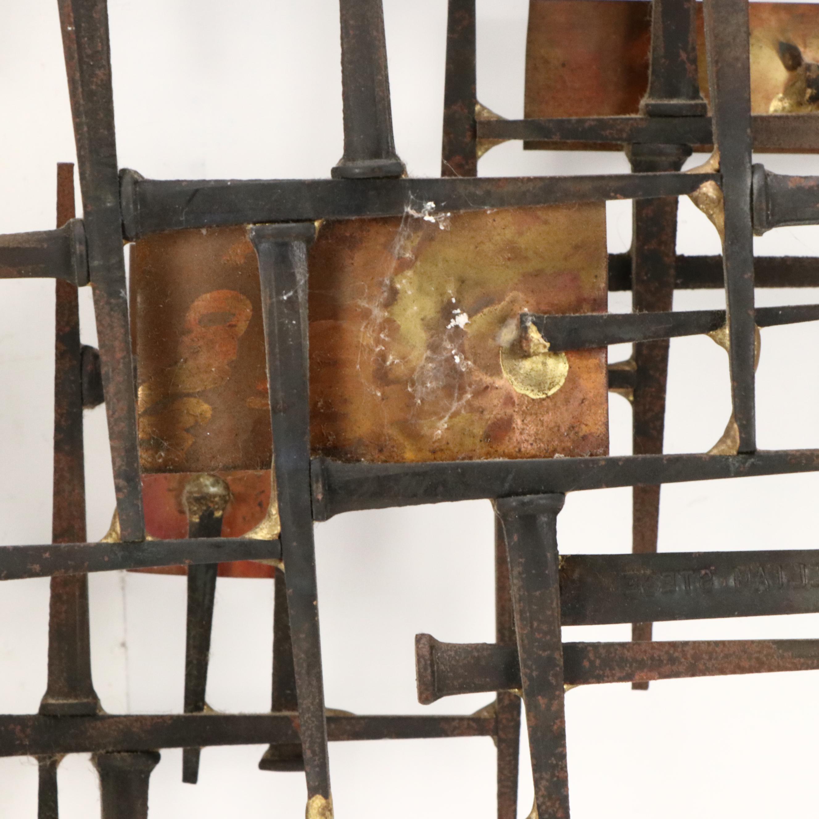 William Stege Brutalist Nail and Copper Wall Sculpture, Circa 1970