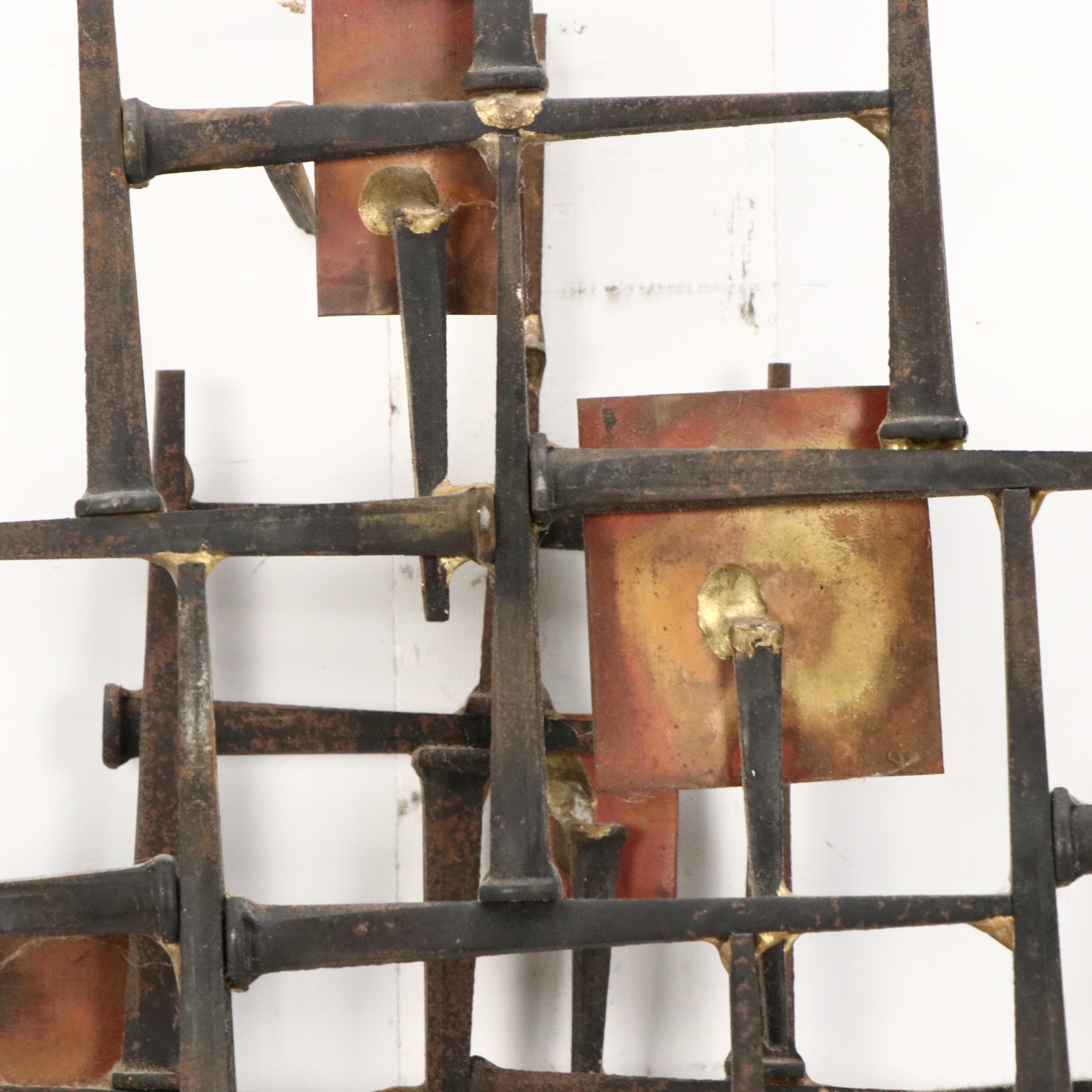 William Stege Brutalist Nail and Copper Wall Sculpture, Circa 1970