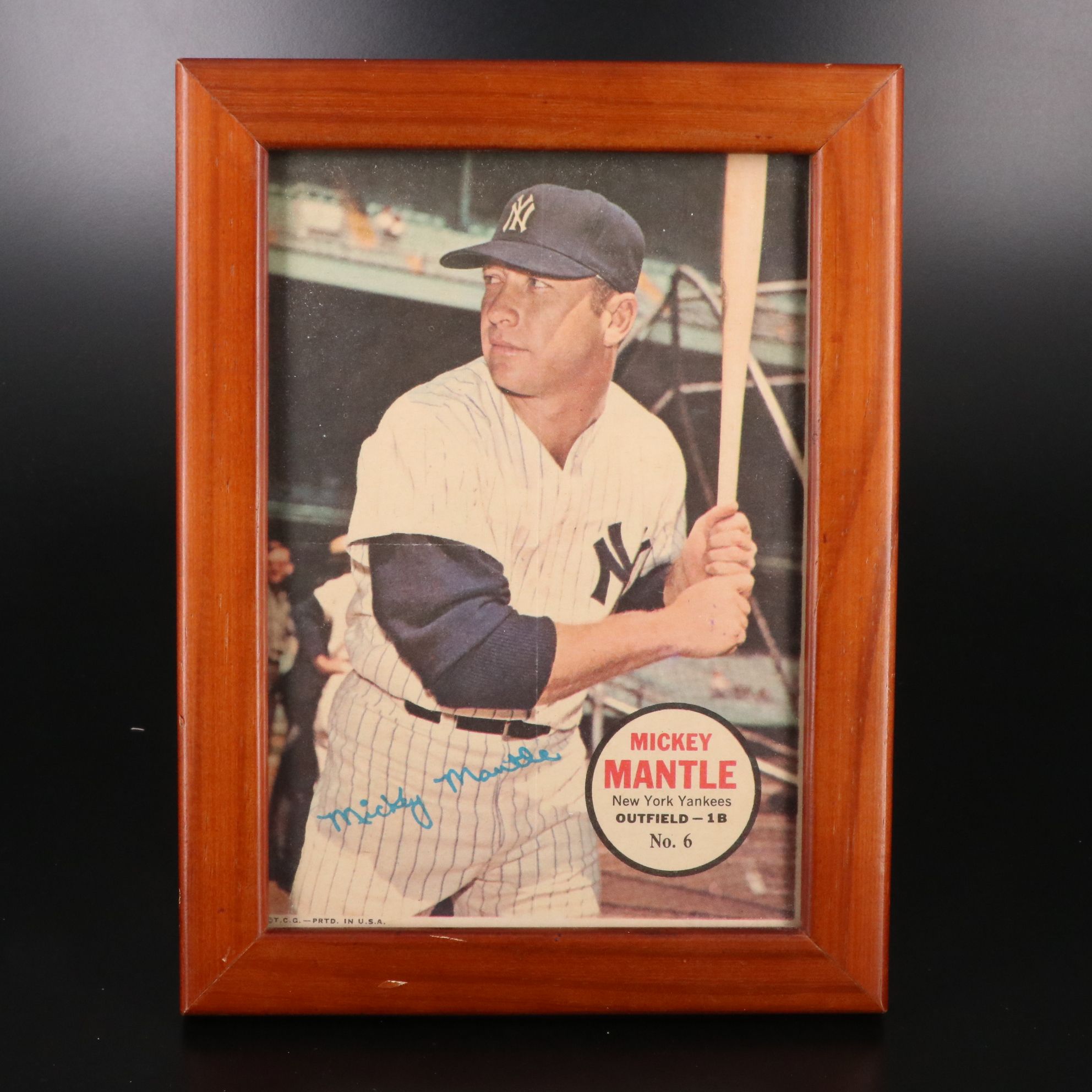 Framed 1967 Topps Mickey Mantle New York Yankees Baseball Poster Insert