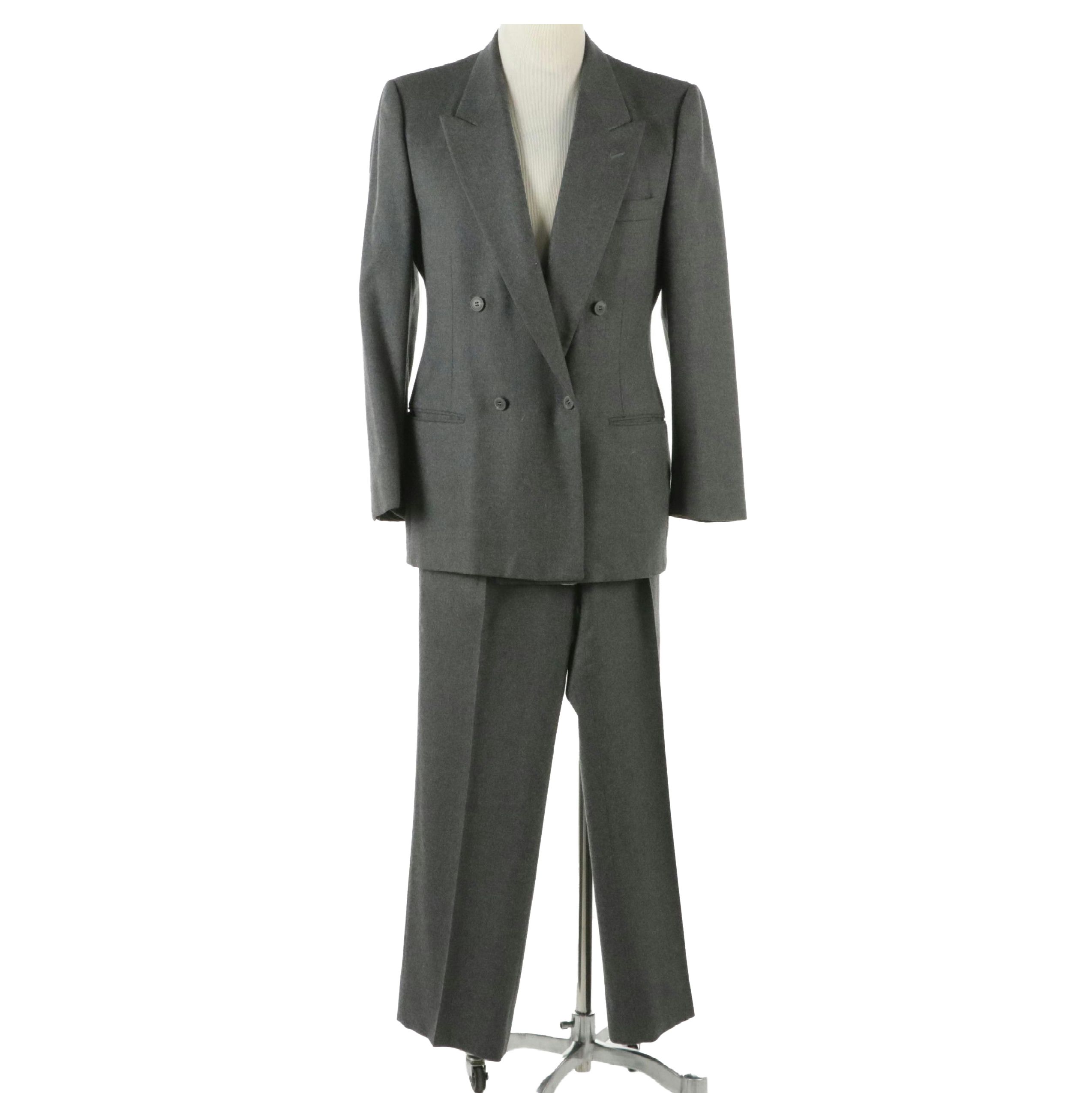 Men's Vintage Valentino Double-Breasted Two-Piece Suit in Gray Wool
