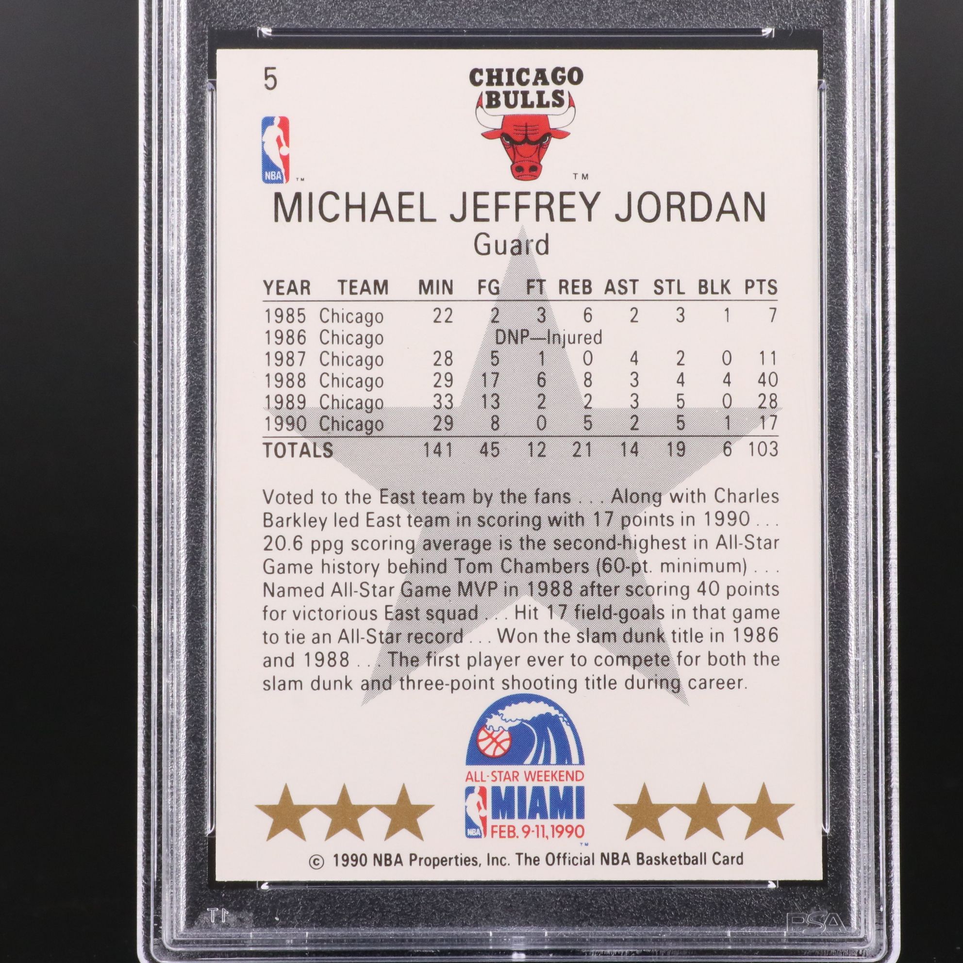1990 NBA Hoops Michael Jordan All-Star Basketball Card Graded PSA 9