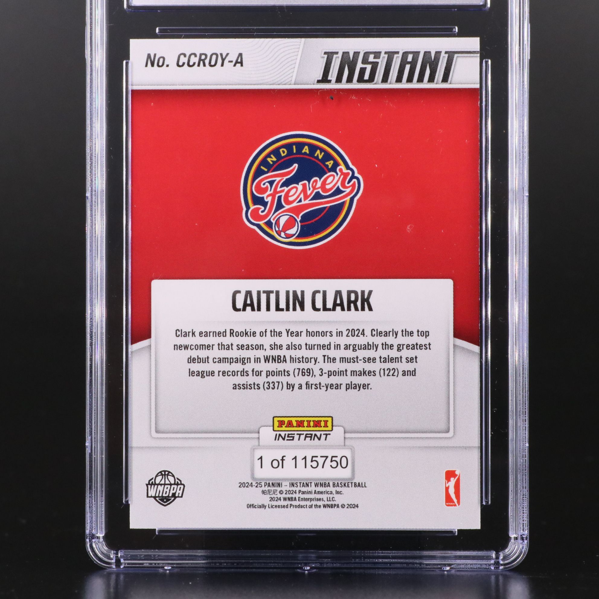 2024-25 Panini Instant Caitlin Clark Rookie of the Year Card Graded CGC 10