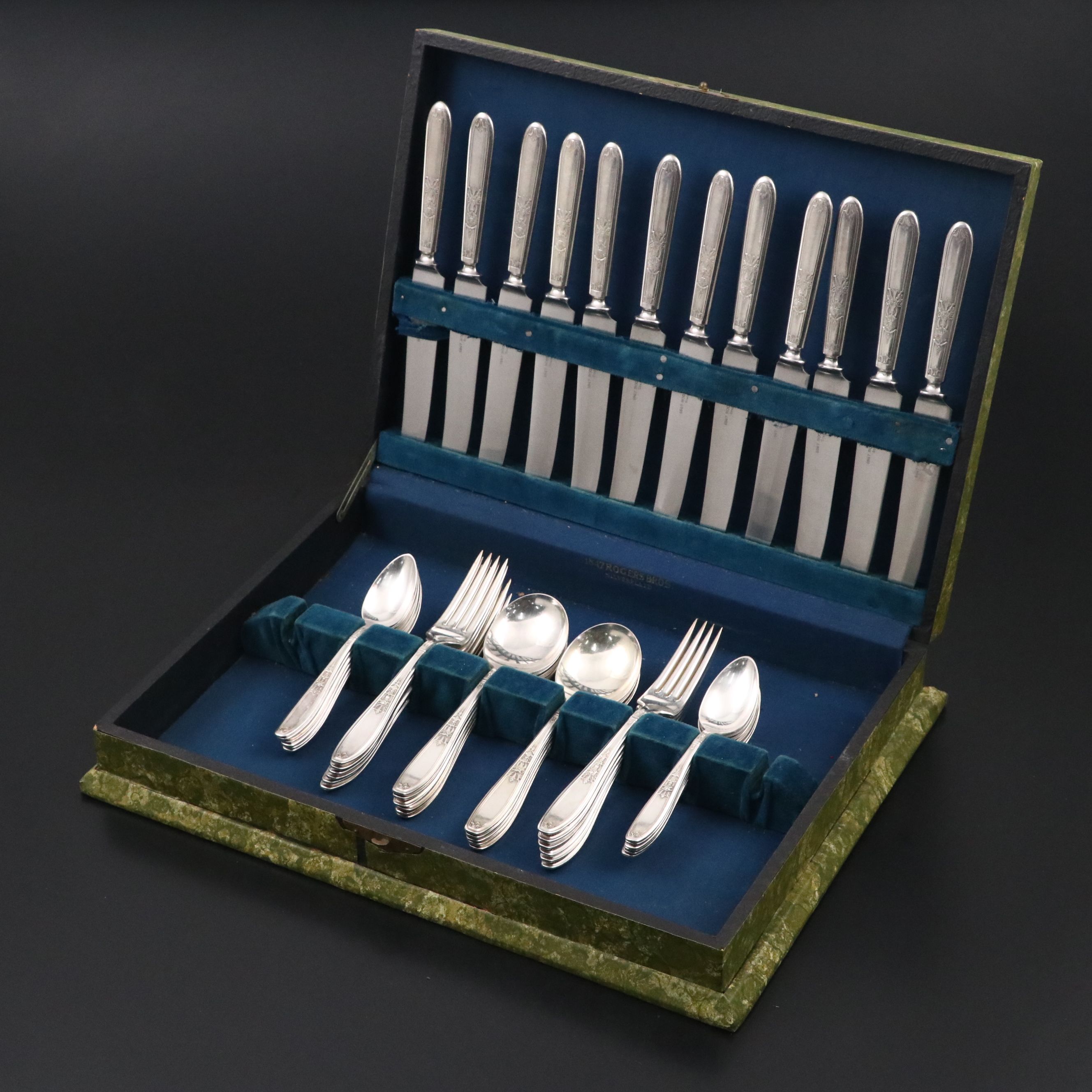 Rogers Bros "Ambassador" Silver Plate Flatware Set with Case, 1919–1973