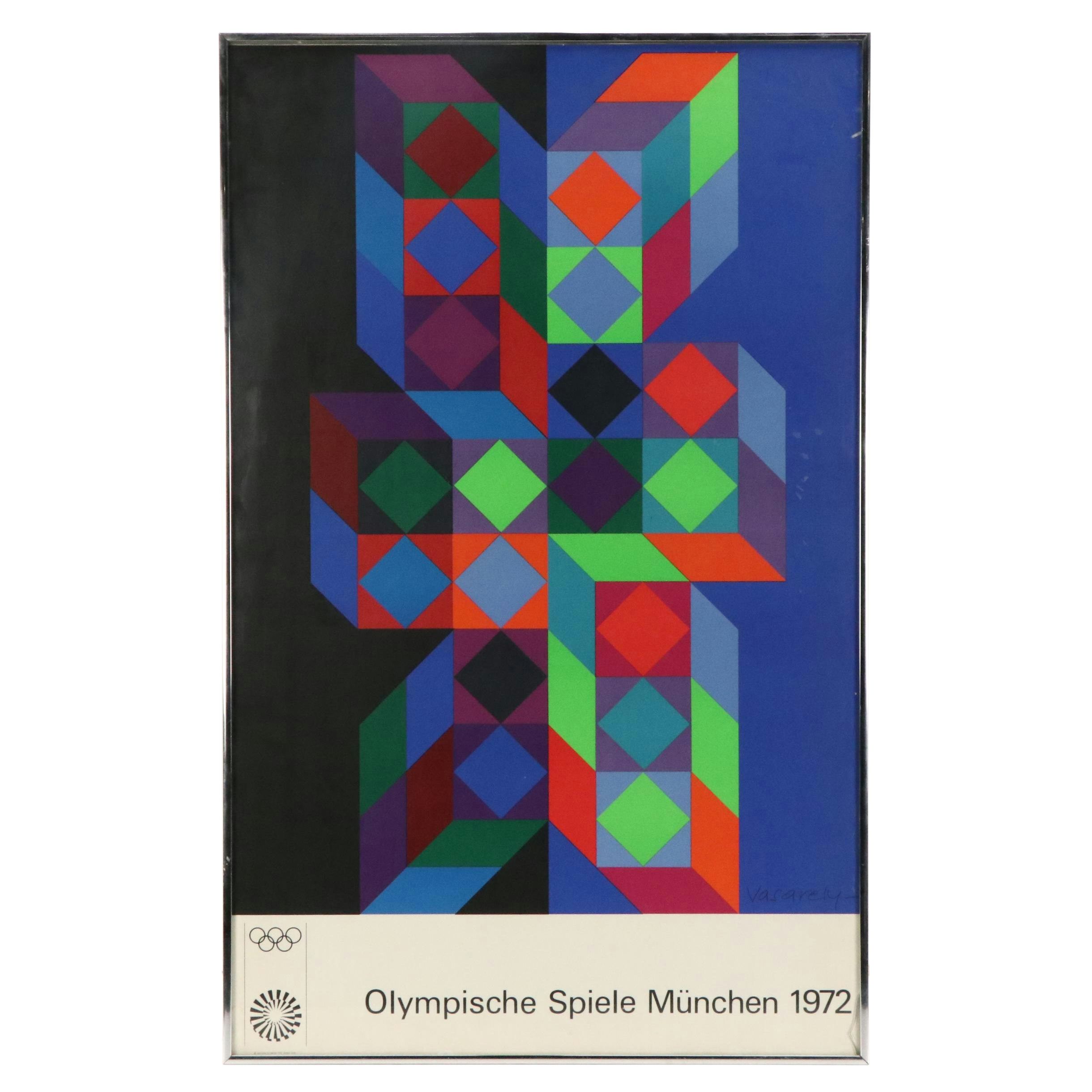 Victor Vasarely Lithographic Poster for 1972 Munich Olympics