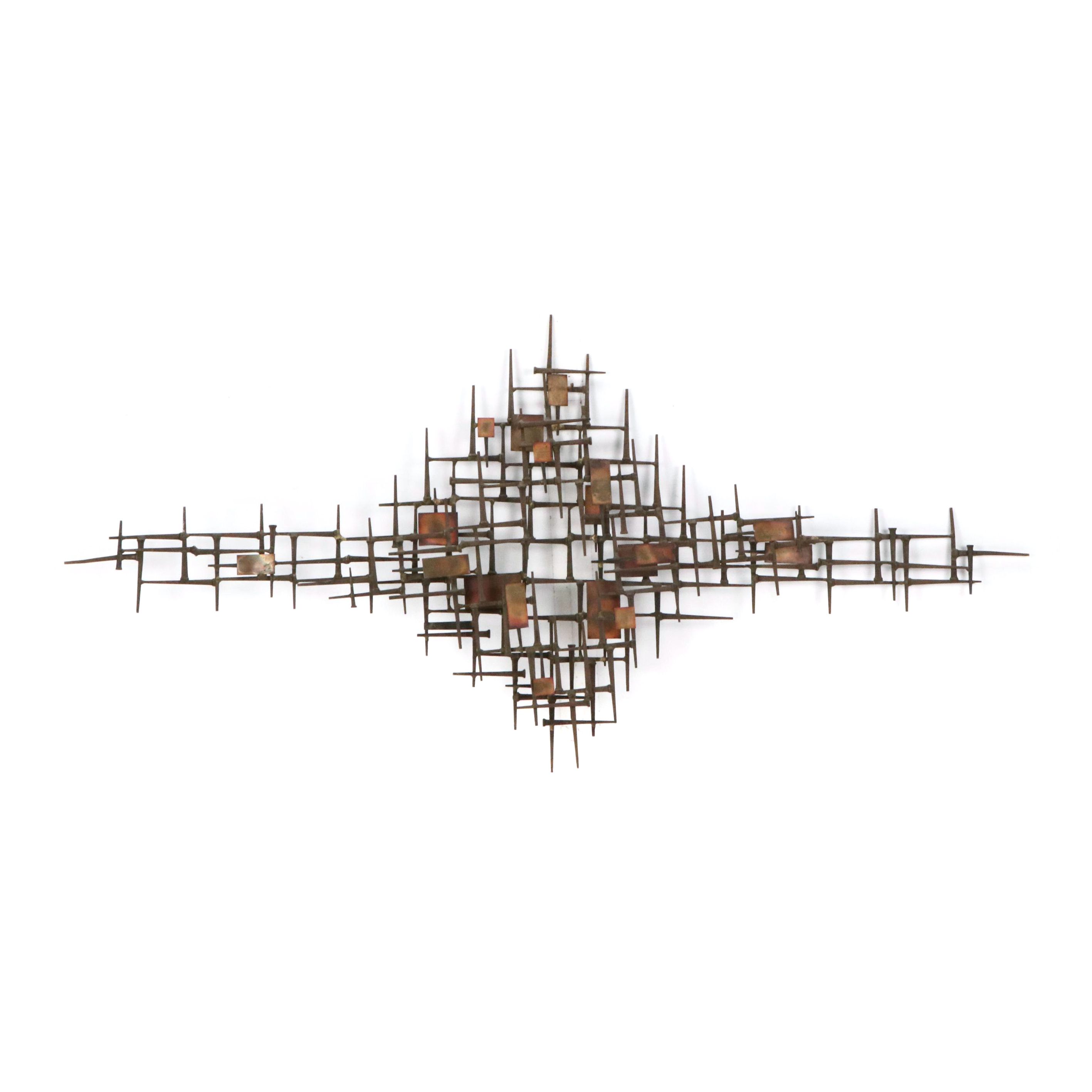 William Stege Brutalist Nail and Copper Wall Sculpture, Circa 1970