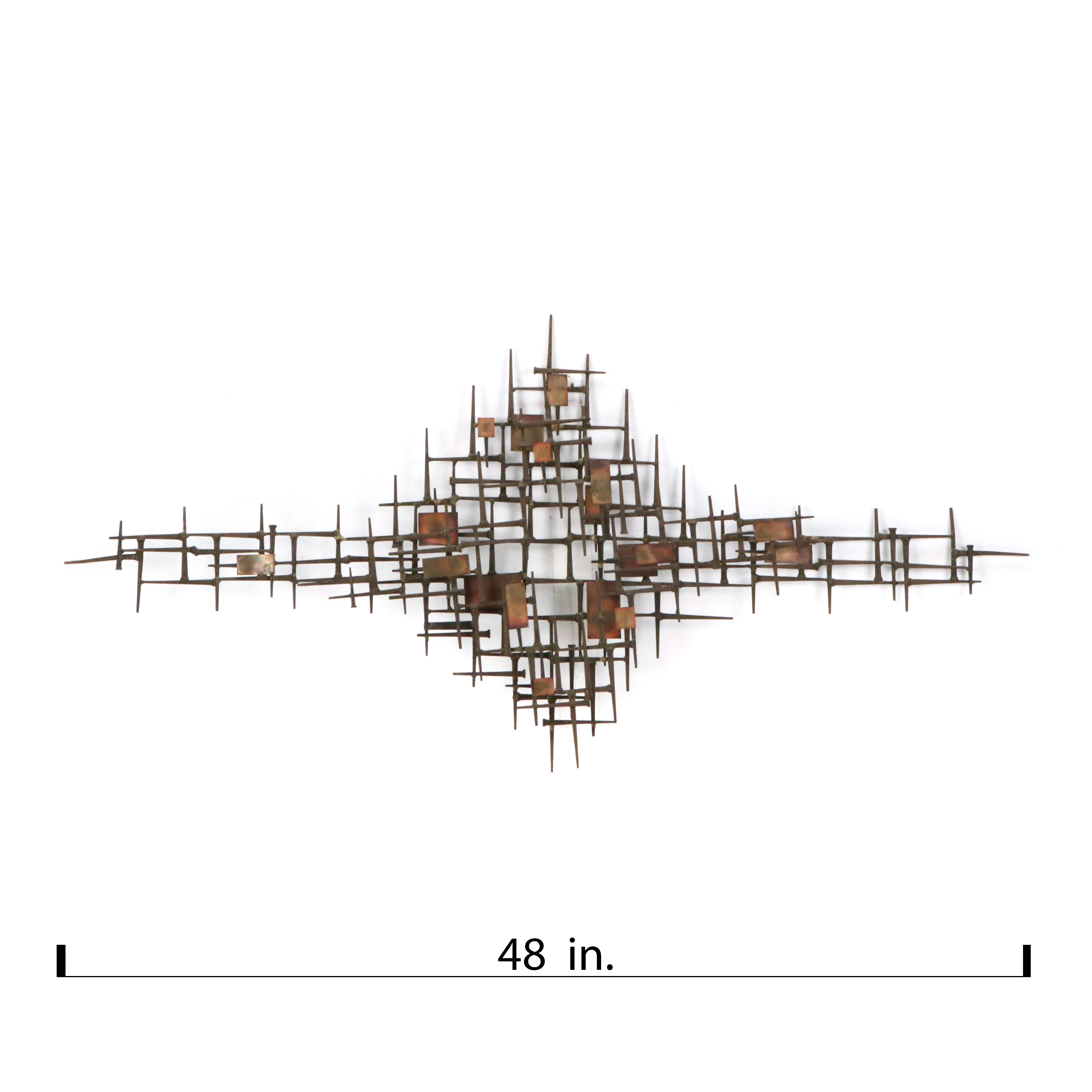 William Stege Brutalist Nail and Copper Wall Sculpture, Circa 1970