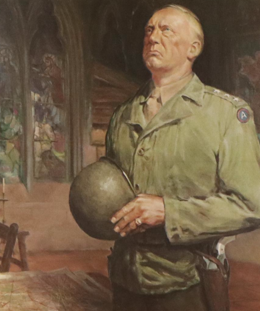 Offset Lithograph "General Patton's Miraculous Talk with God" with Patch