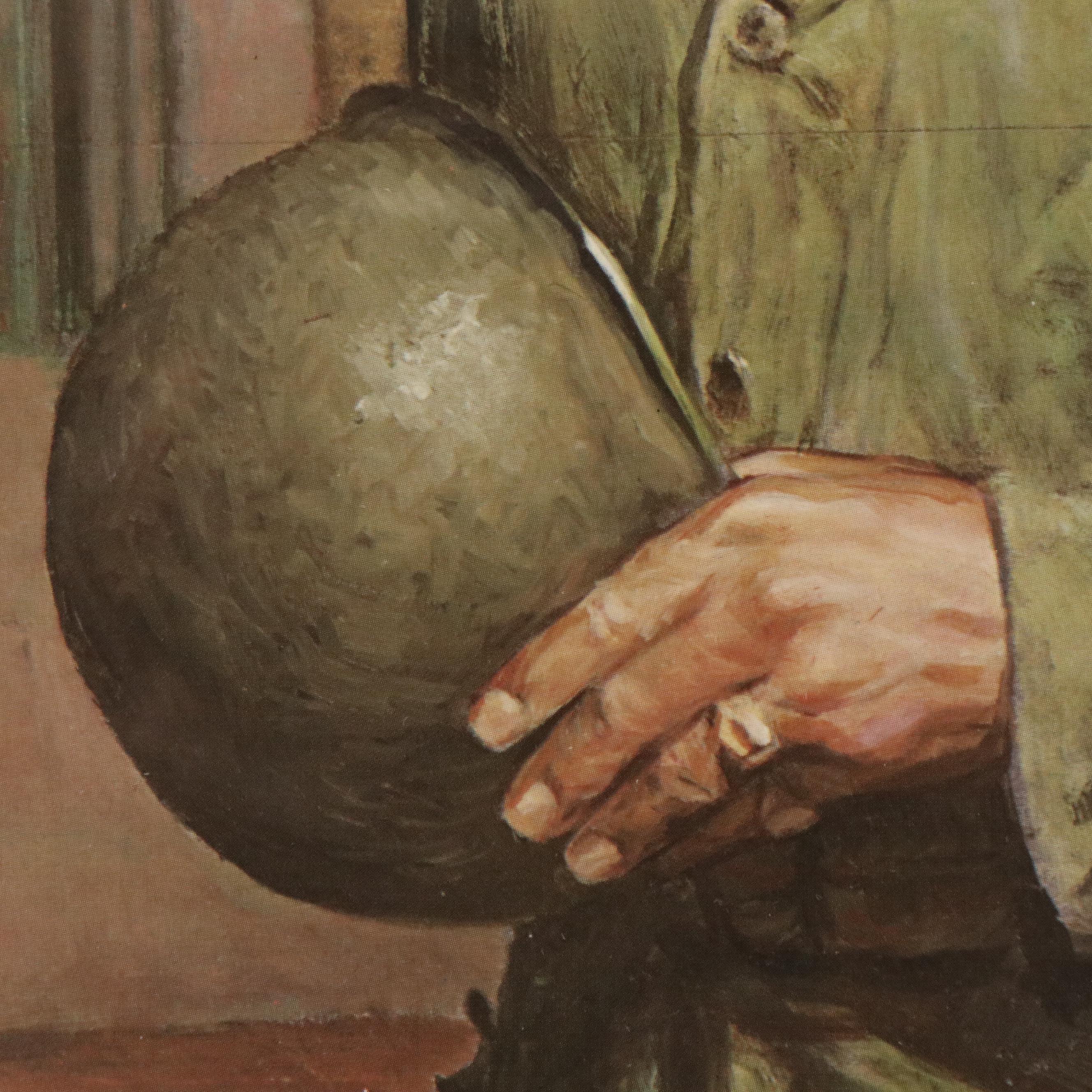 Offset Lithograph "General Patton's Miraculous Talk with God" with Patch